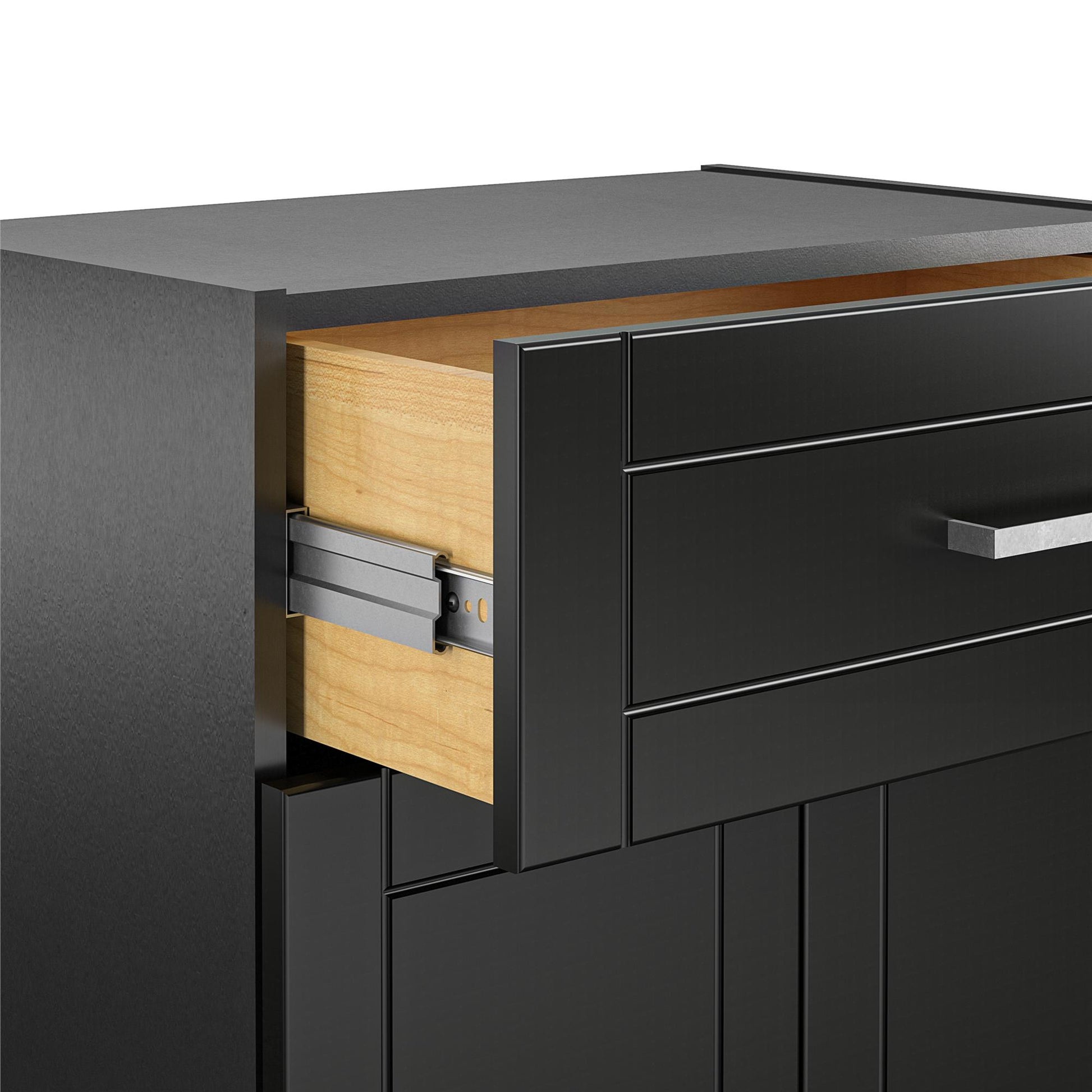 Callahan 24 Inch 1 Drawer and 2 Door Base Storage Cabinet - Black