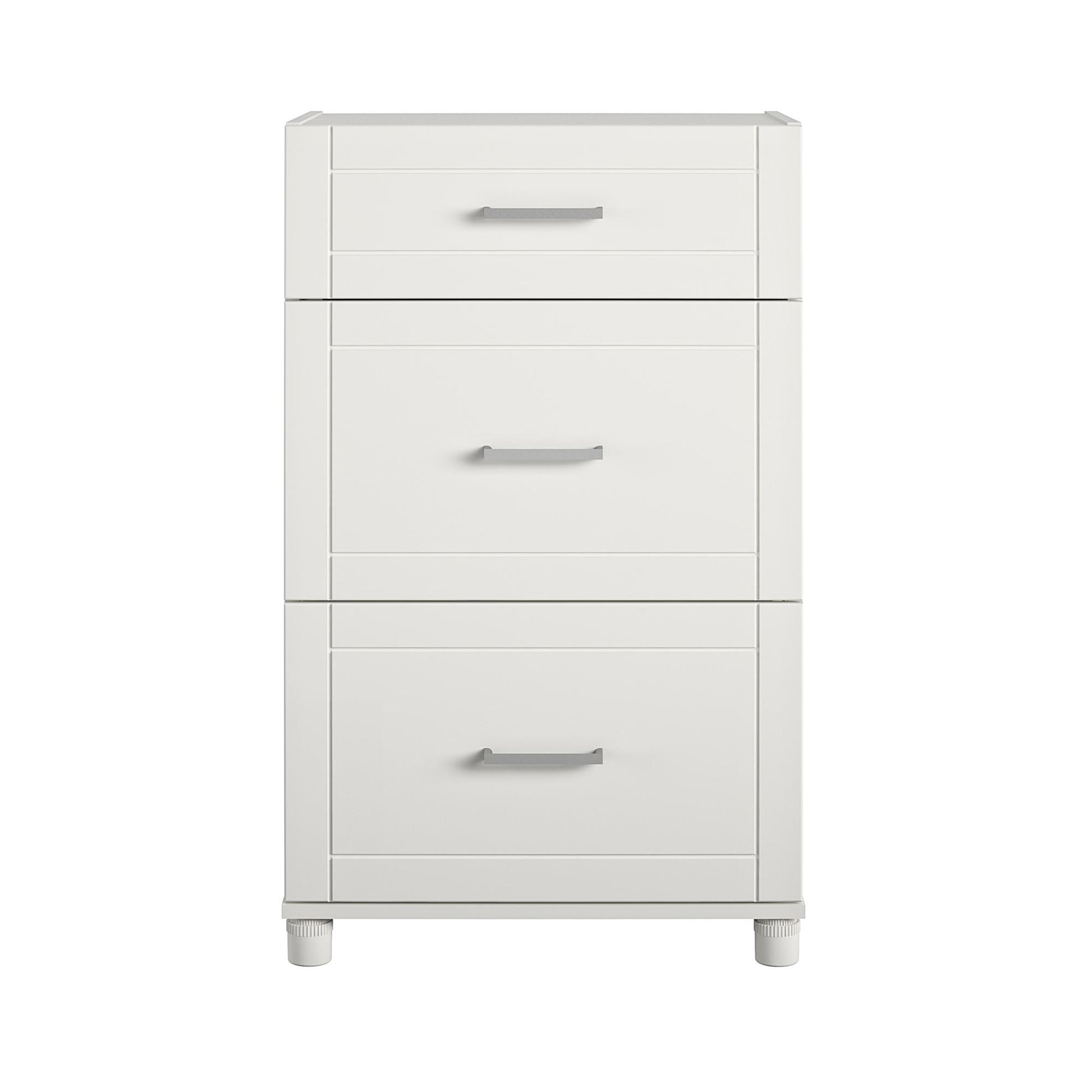 Callahan 24 Inch 3 Drawer Base Cabinet with Adjustable Leg Levelers - White