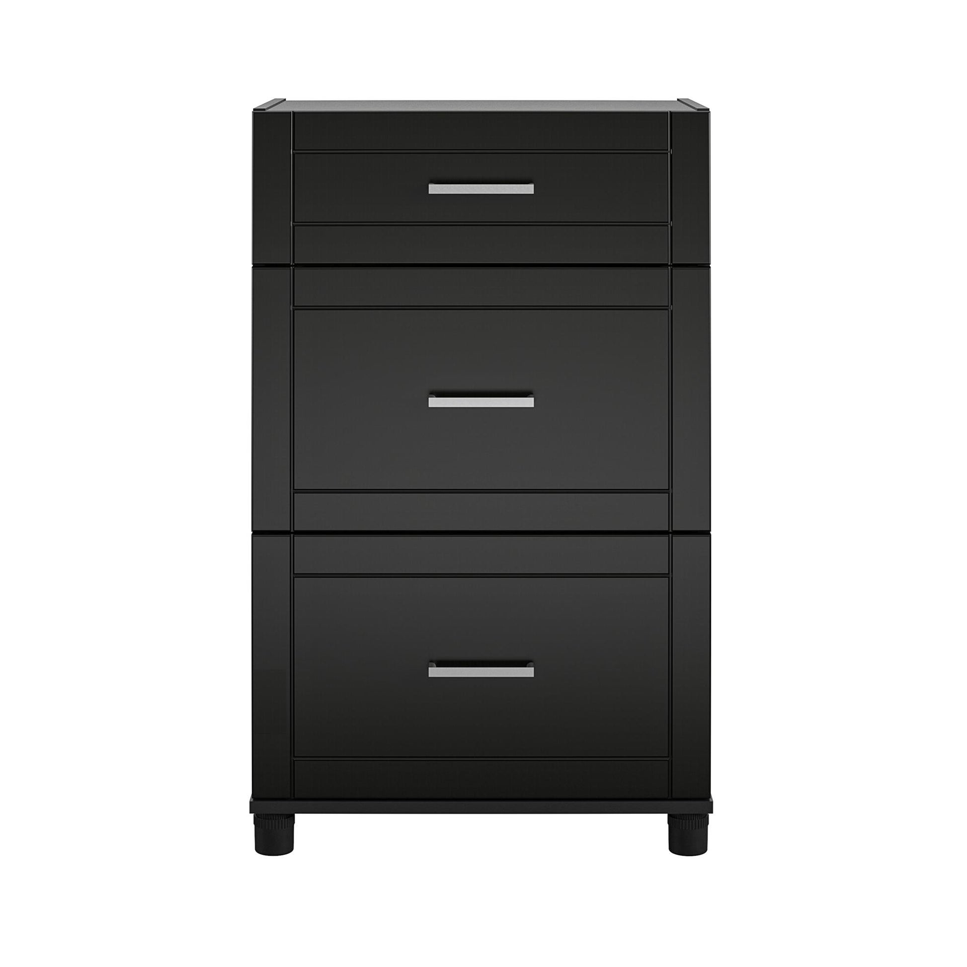 Callahan 24 Inch 3 Drawer Base Cabinet with Adjustable Leg Levelers - Black