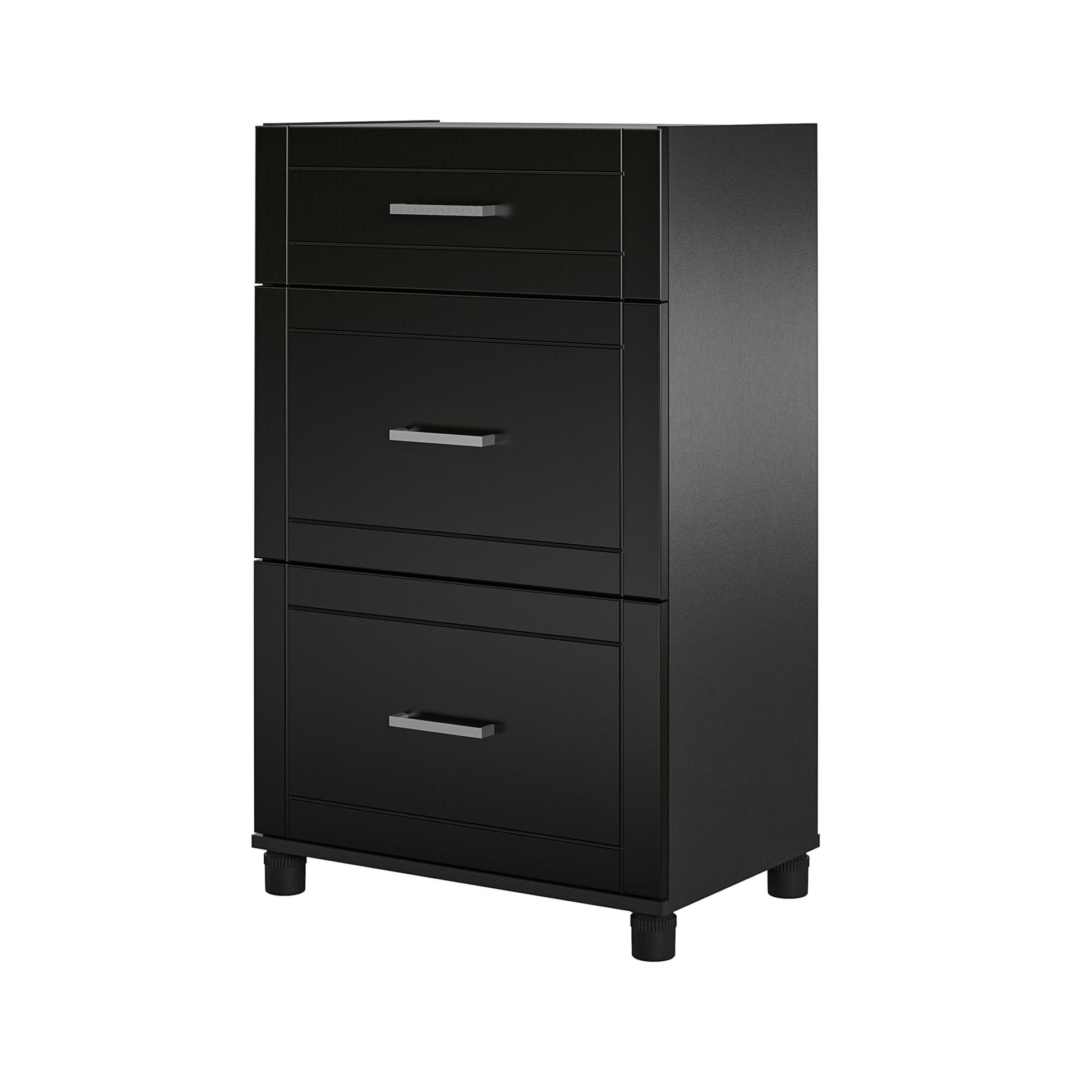 Callahan 24 Inch 3 Drawer Base Cabinet with Adjustable Leg Levelers - Black
