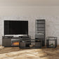 Mason Fireplace TV Stand for TVs up to 65 Inch with 4 Open Side Shelves - Black Oak