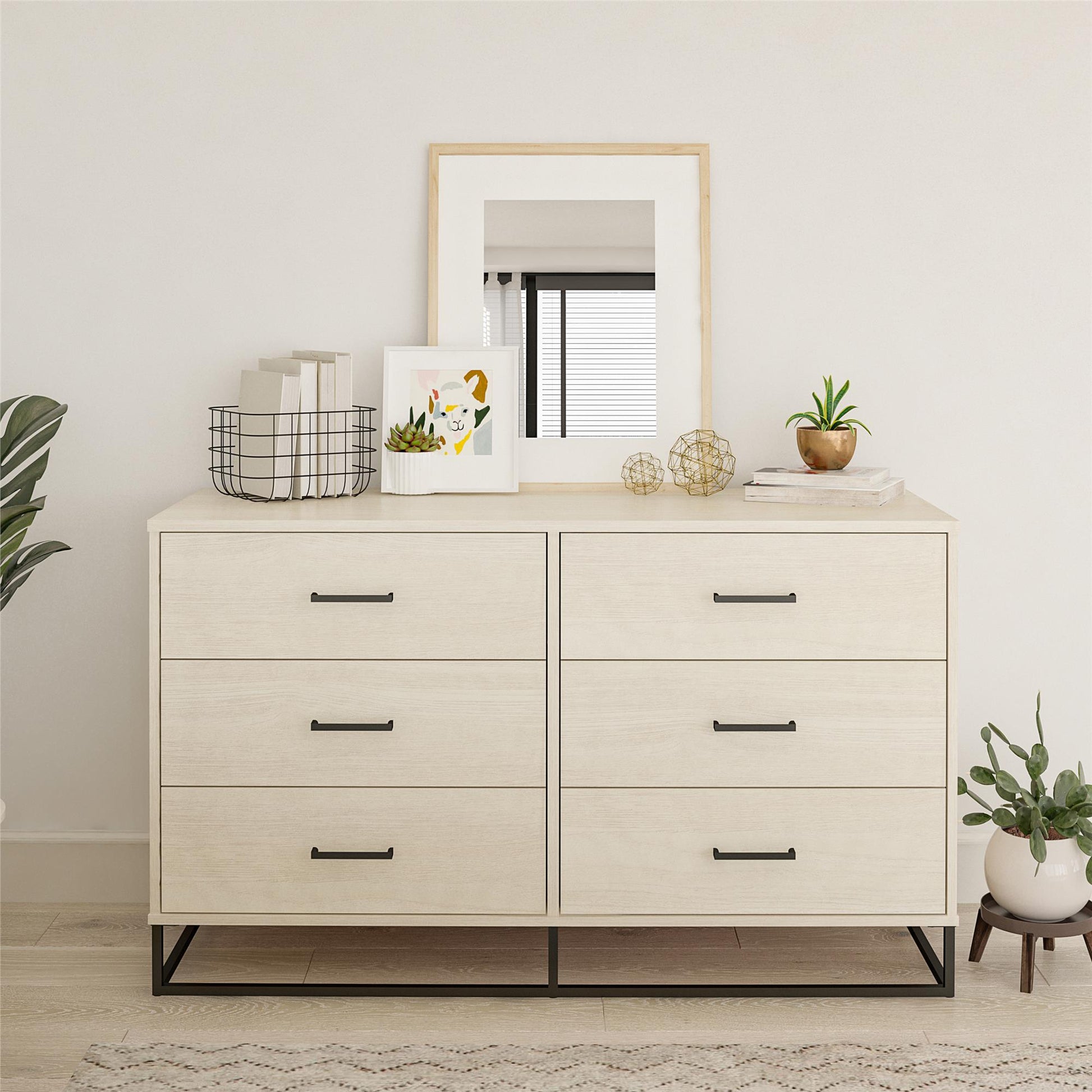 Kelly 6 Drawer Dresser, Ivory Oak - Ivory Oak