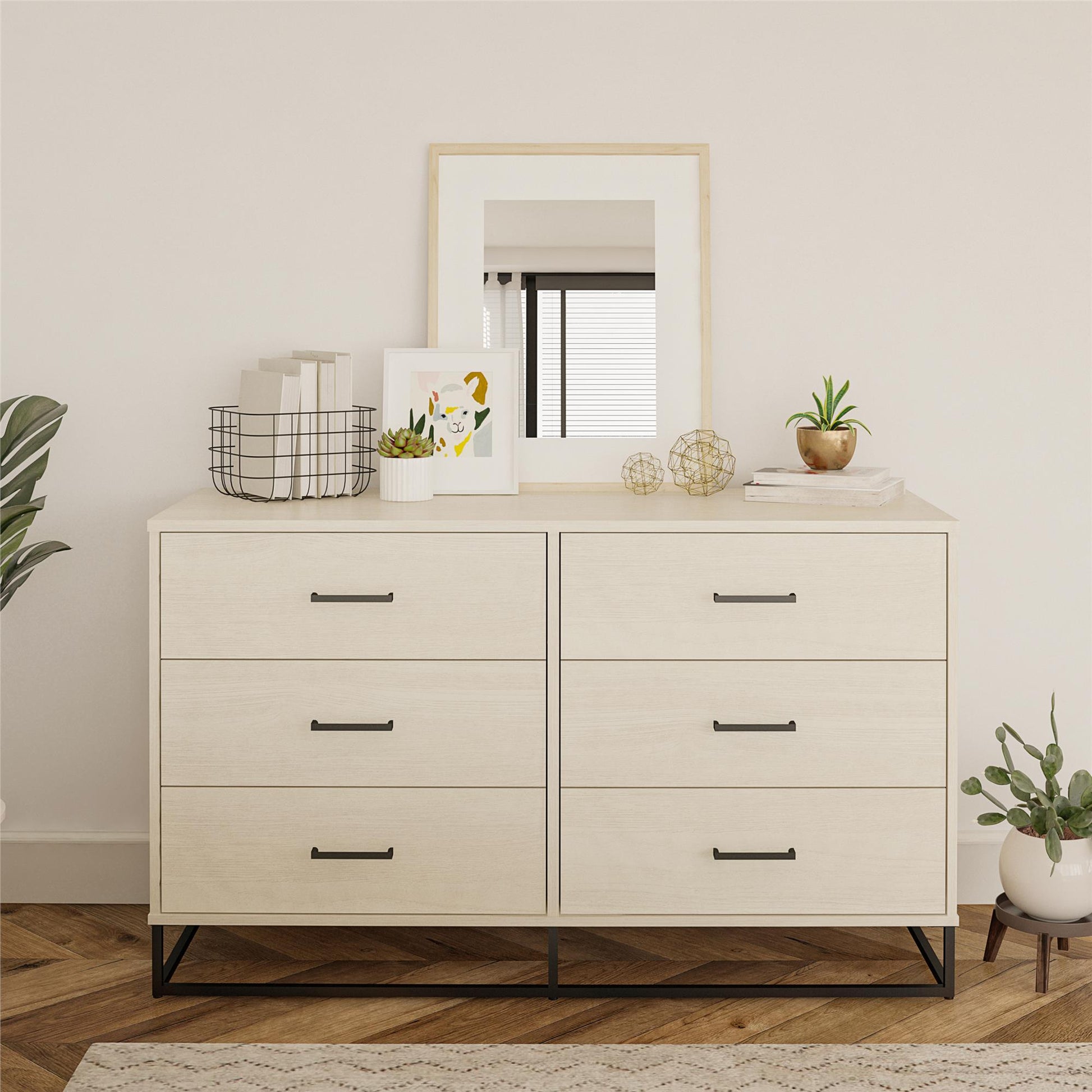 Kelly 6 Drawer Dresser, Ivory Oak - Ivory Oak