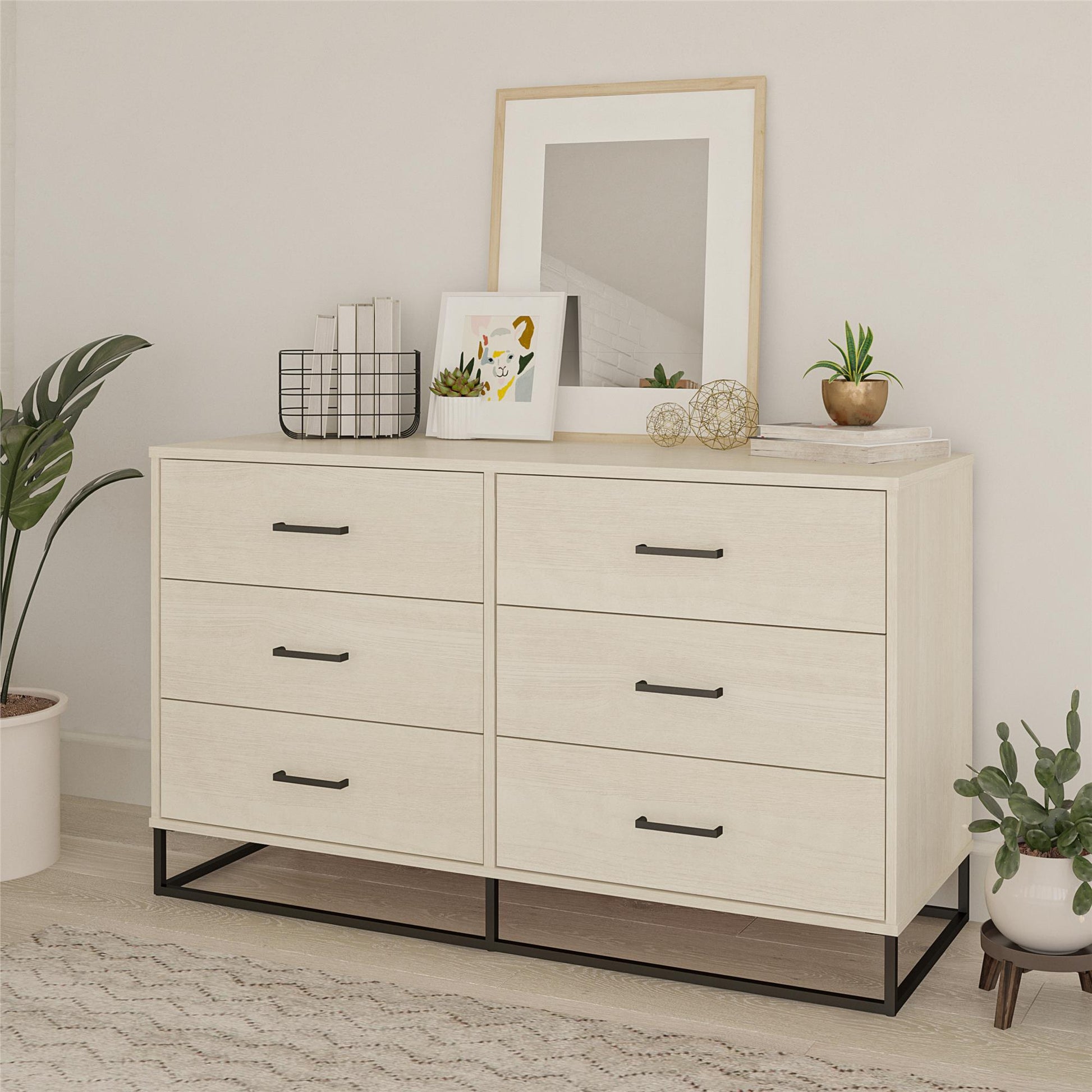 Kelly 6 Drawer Dresser, Ivory Oak - Ivory Oak