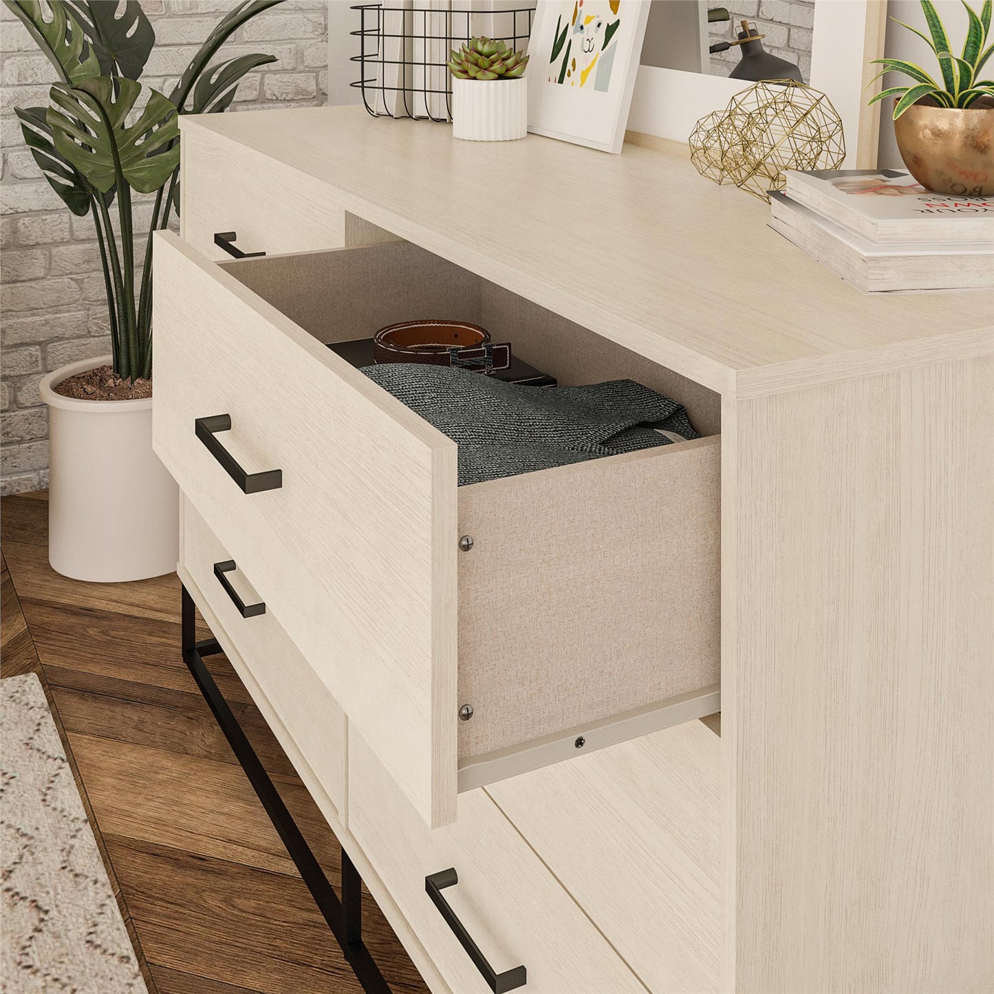 Kelly 6 Drawer Dresser, Ivory Oak - Ivory Oak