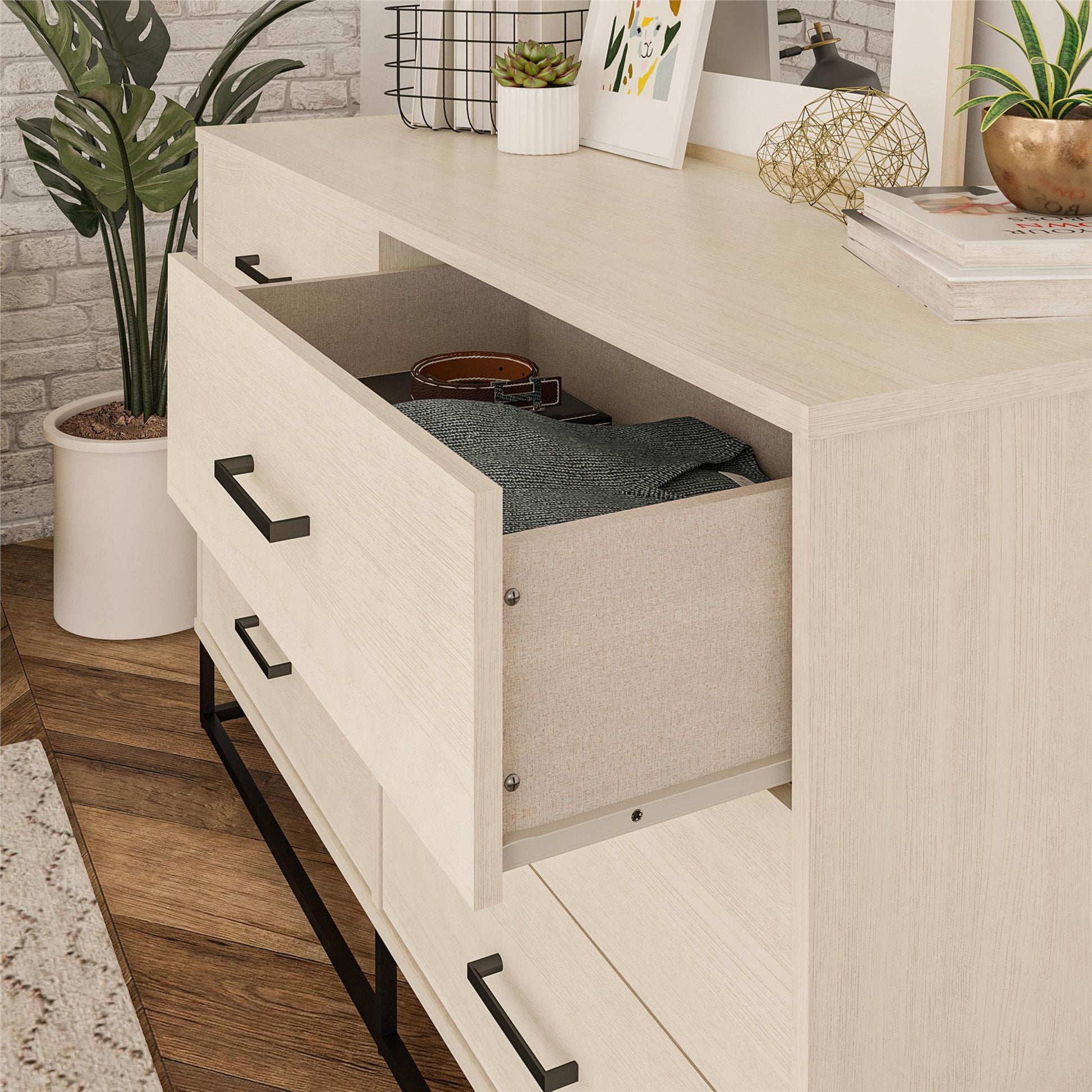 Kelly 6 Drawer Dresser, Ivory Oak - Ivory Oak
