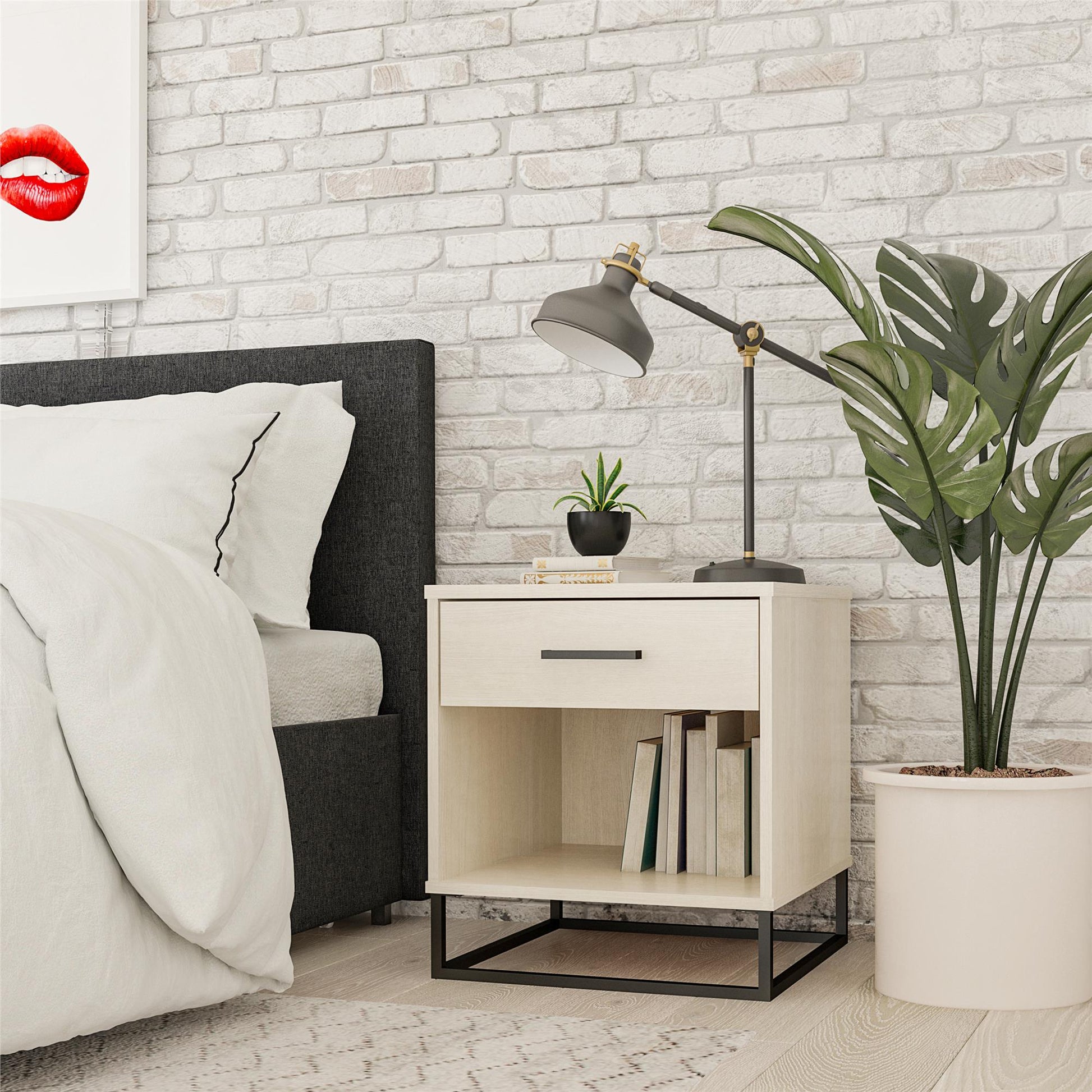 Kelly Nightstand, Ivory Oak - Ivory Oak