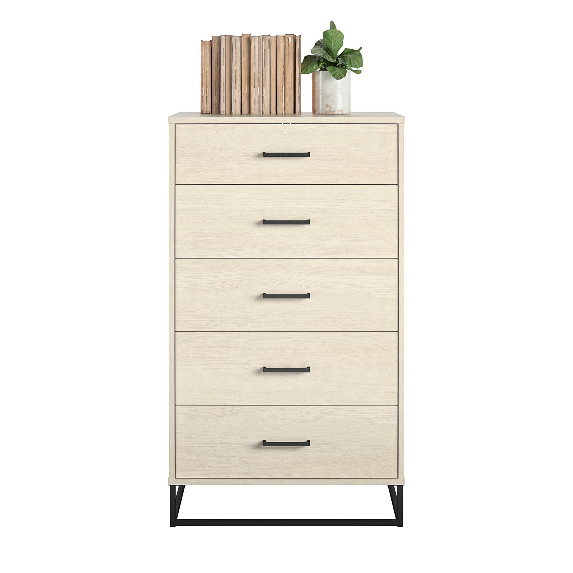 Kelly 5 Drawer Dresser, Ivory Oak - Ivory Oak