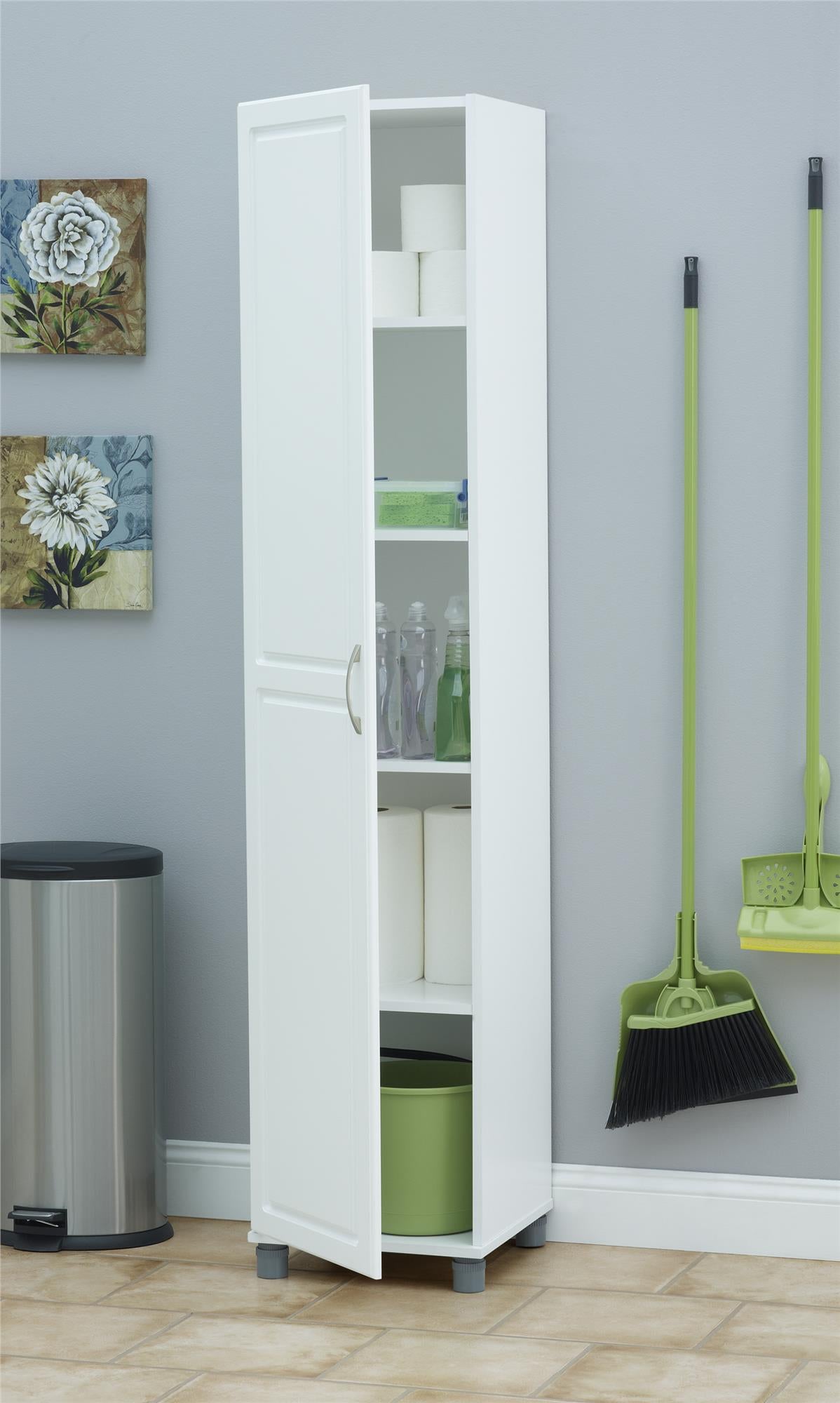 Kendall 16 Inch Multipurpose Storage Cabinet with 5 Shelves - White