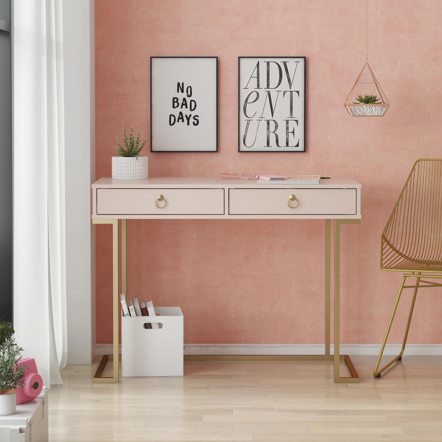 CosmoLiving by Cosmopolitan Camila Writing Desk, Pink - Pink