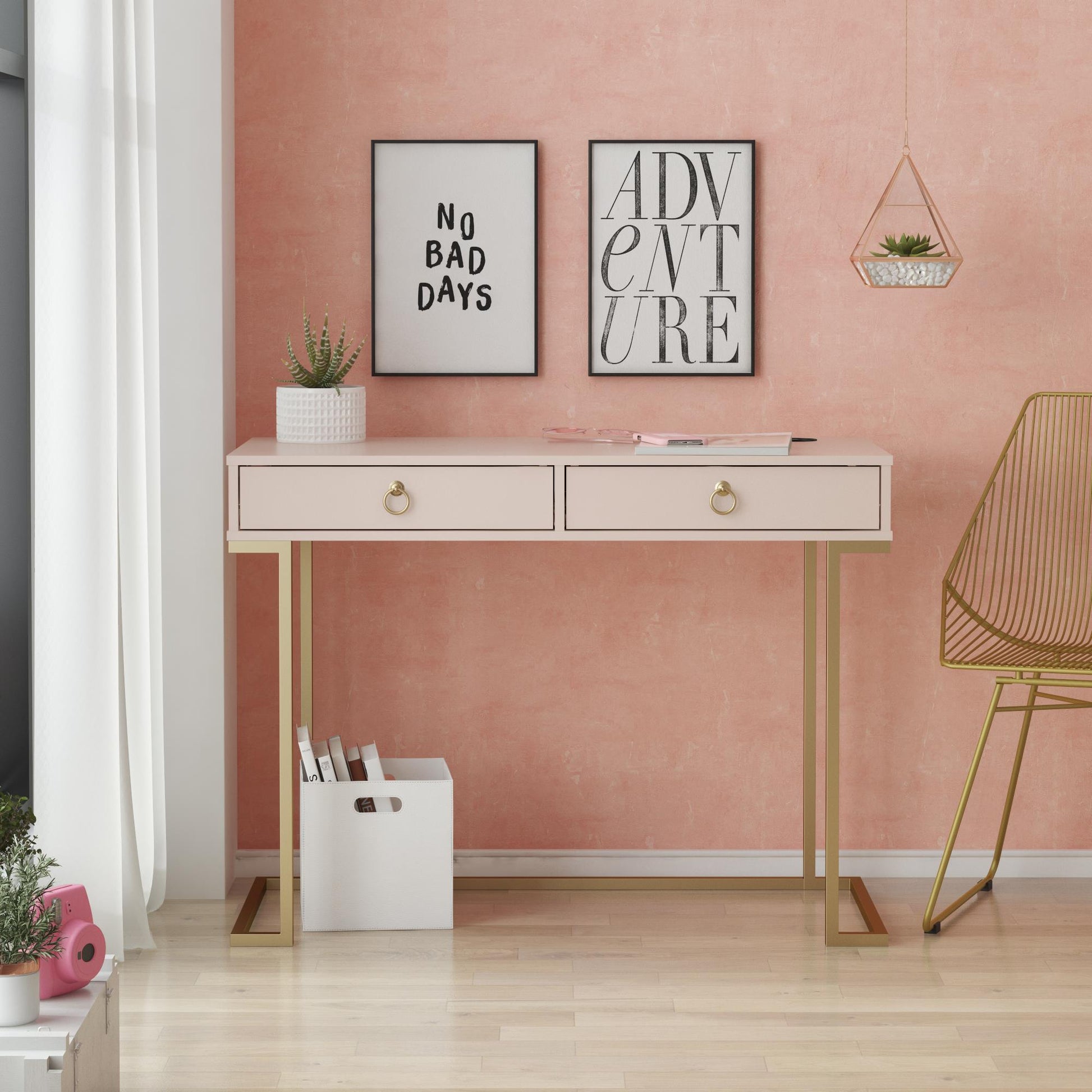 CosmoLiving by Cosmopolitan Camila Writing Desk, Pink - Pink