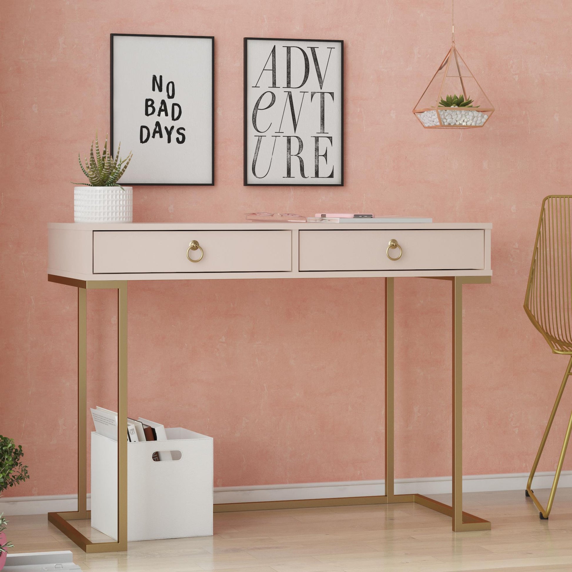 CosmoLiving by Cosmopolitan Camila Writing Desk, Pink - Pink
