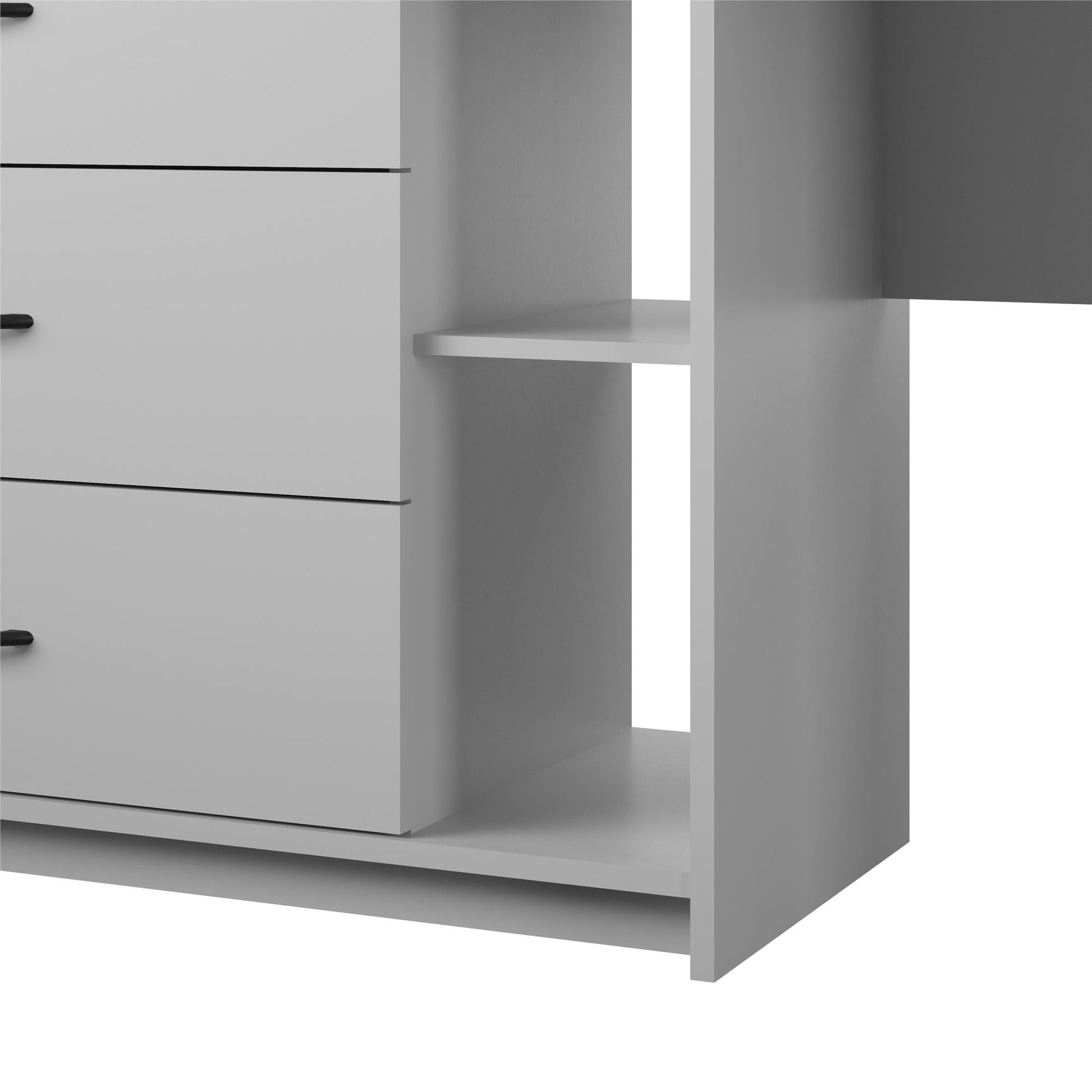 Rebel 3 in 1 Media Dresser with Side Storage and Desk - Dove Gray