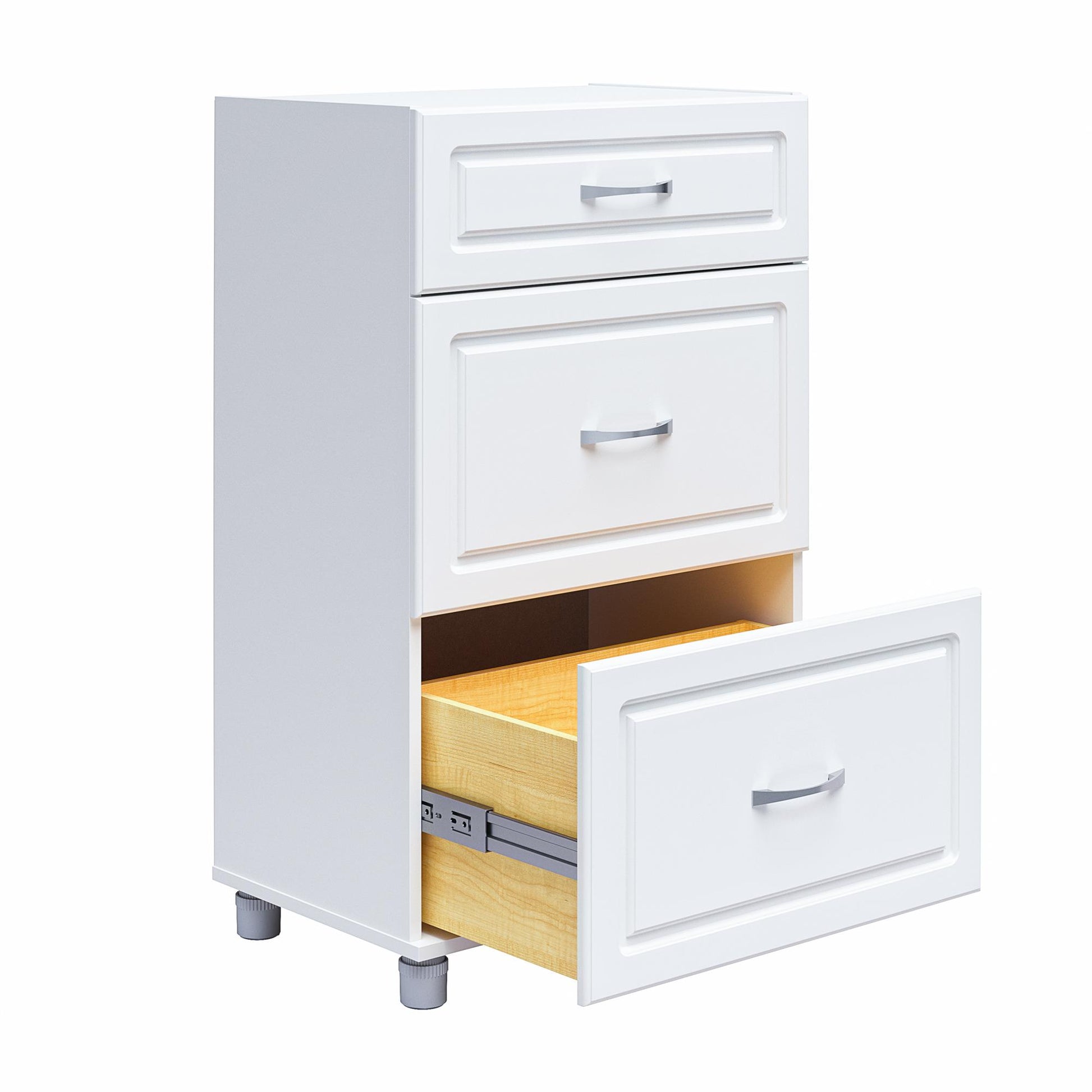 Kendall 24 Inch Multipurpose 3 Drawer Base Storage Cabinet - White