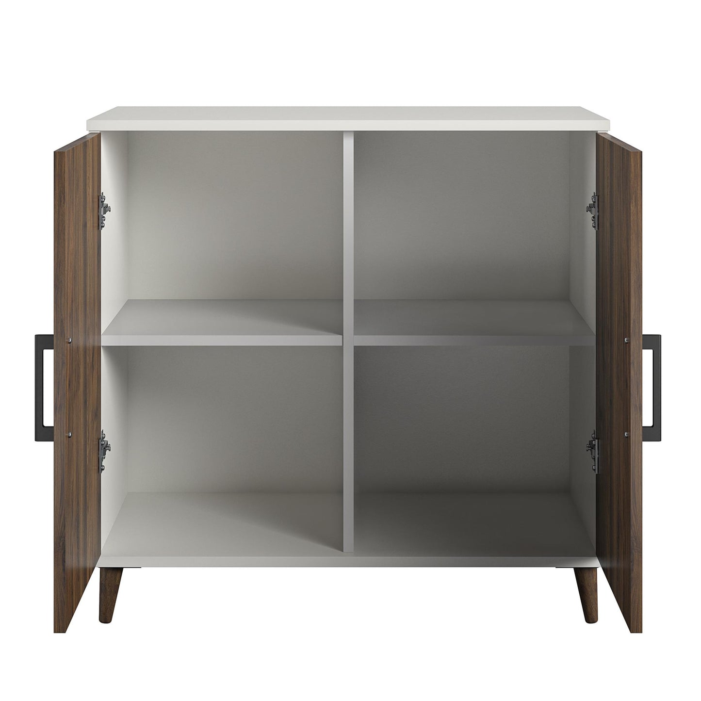 Modern Accent Cabinet with 2 Doors and 4 Storage Shelves - White