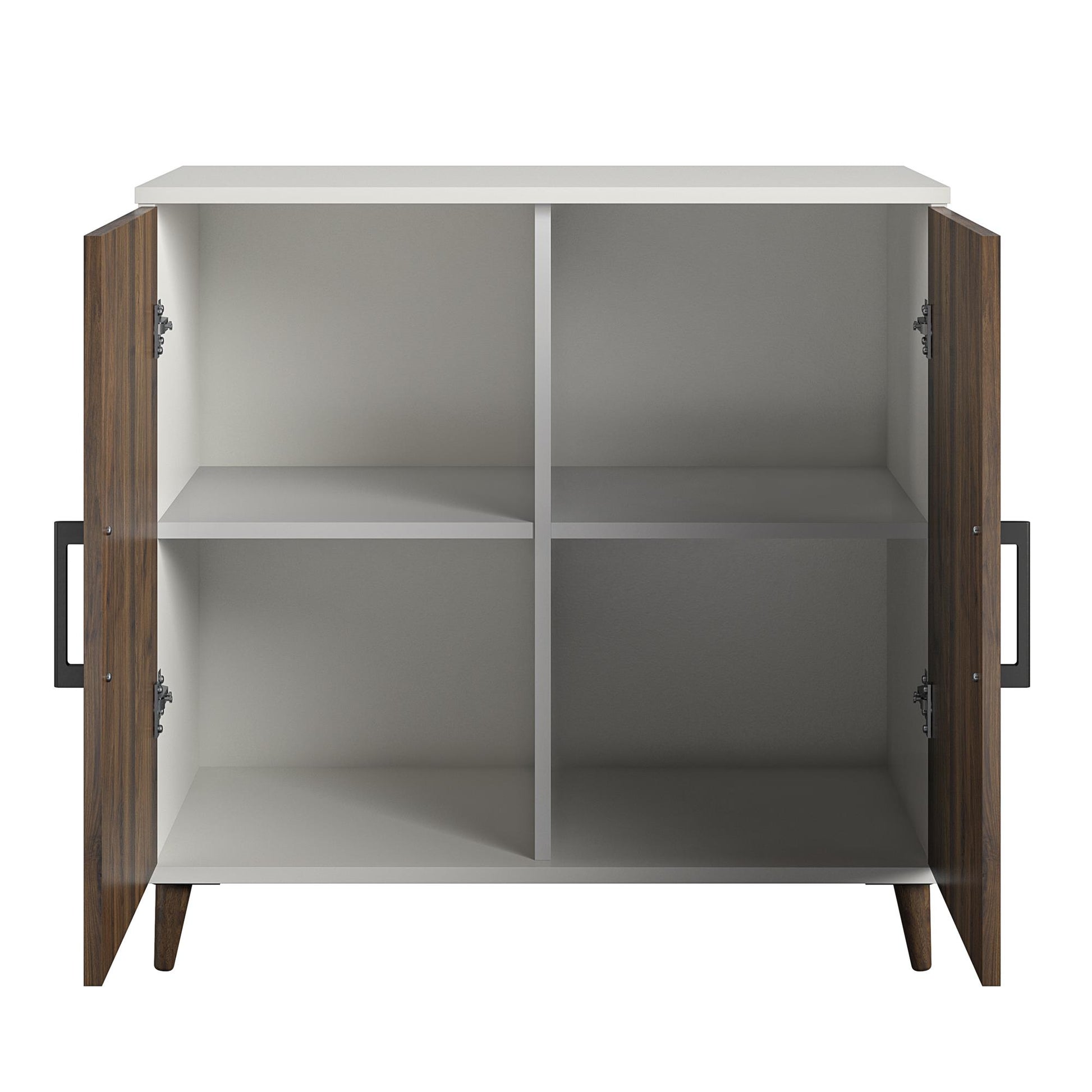 Modern Accent Cabinet with 2 Doors and 4 Storage Shelves - White