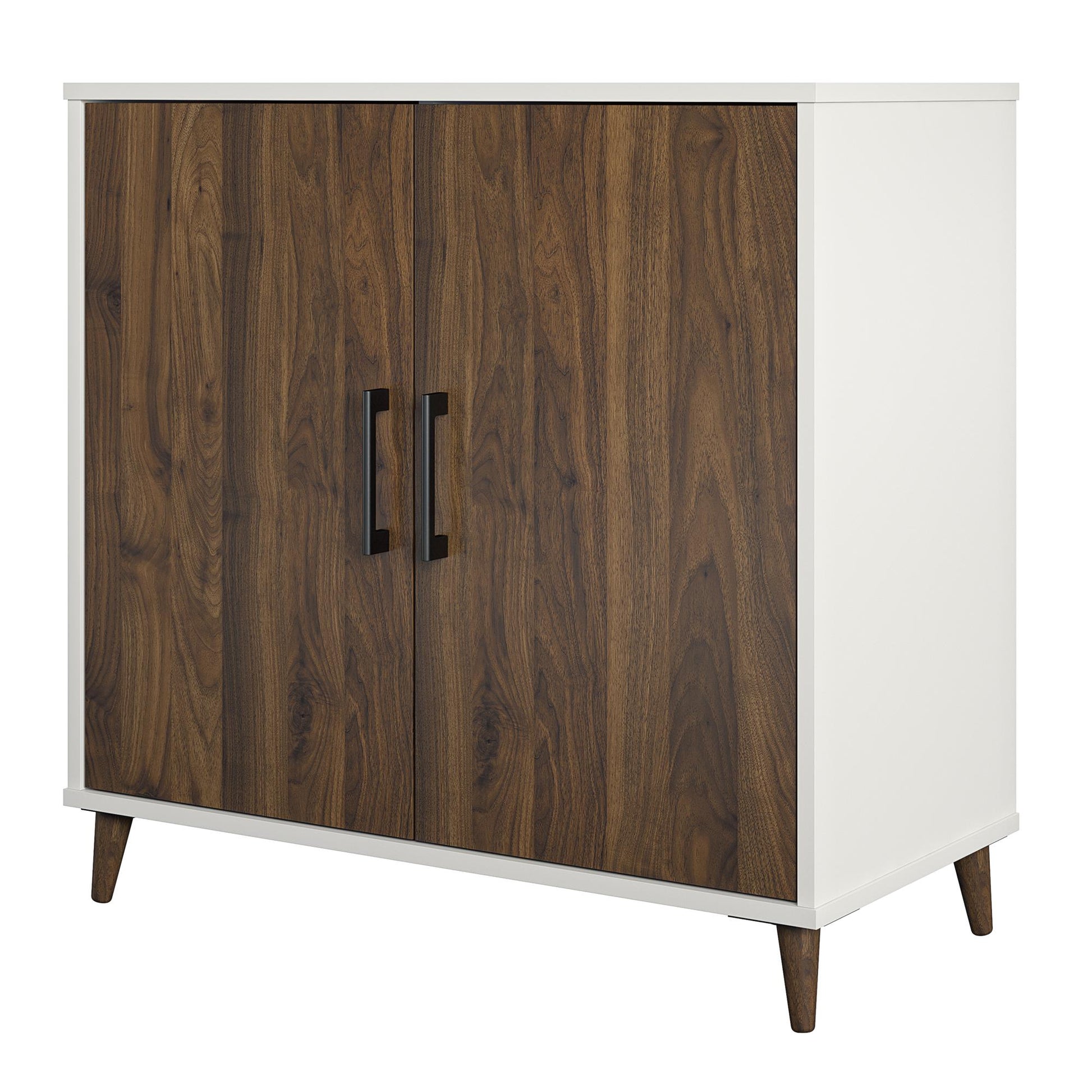 Modern Accent Cabinet with 2 Doors and 4 Storage Shelves - White
