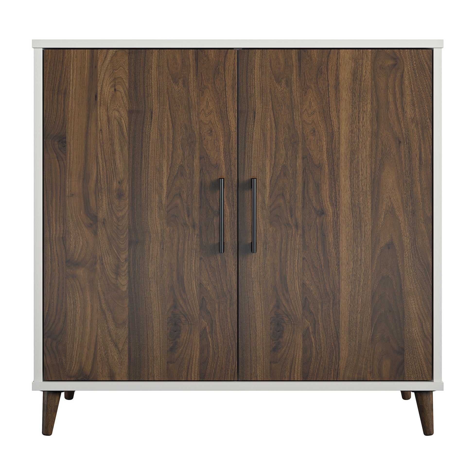 Modern Accent Cabinet with 2 Doors and 4 Storage Shelves - White