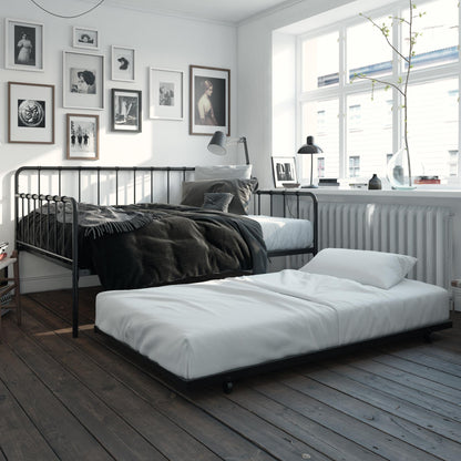 Aaron Metal Twin Daybed and Twin Trundle Set - Black - Full