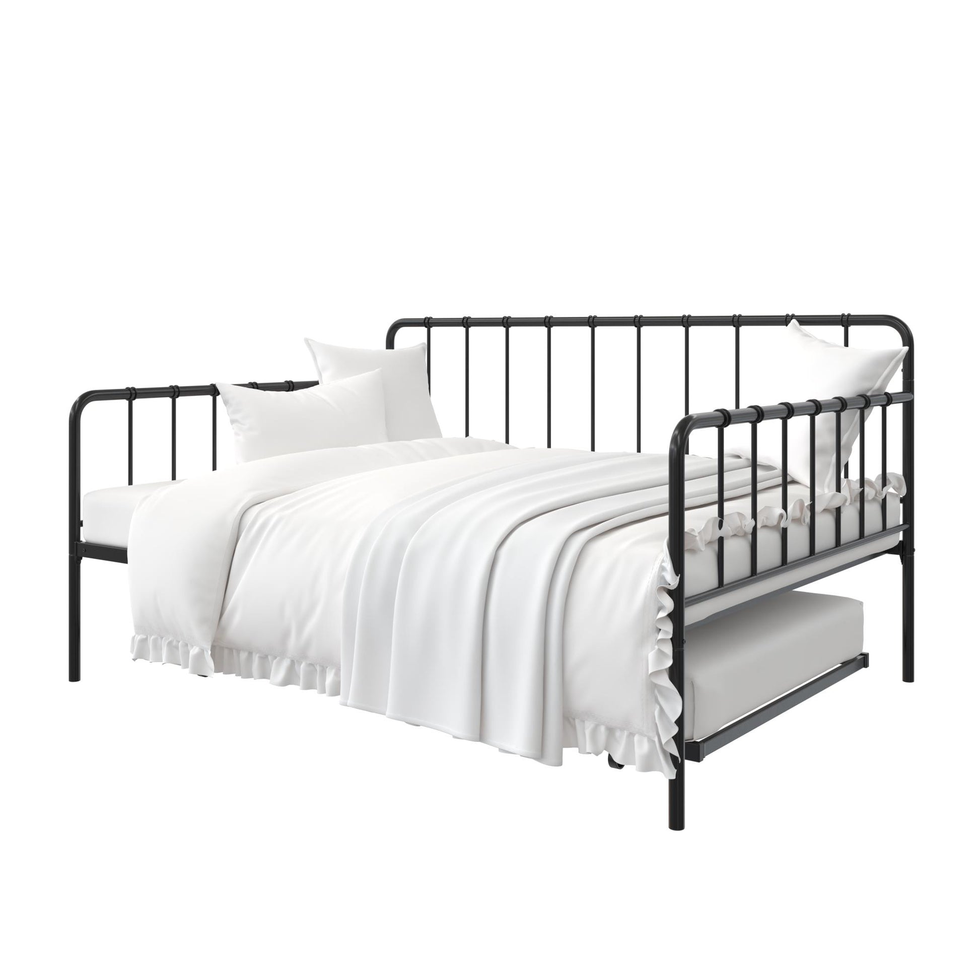 Aaron Metal Twin Daybed and Twin Trundle Set - Black - Full