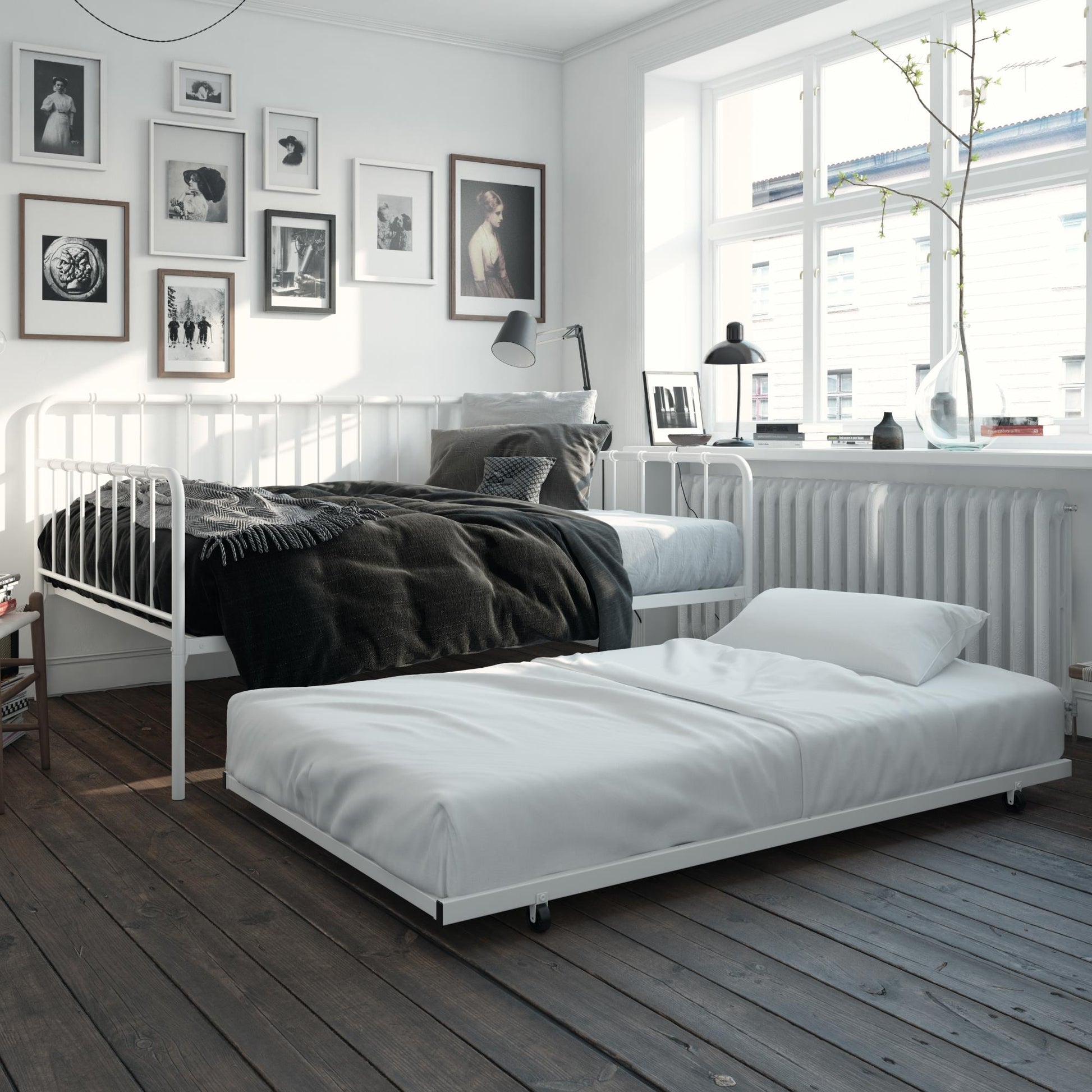 Aaron Metal Twin Daybed and Twin Trundle Set - Black - Full