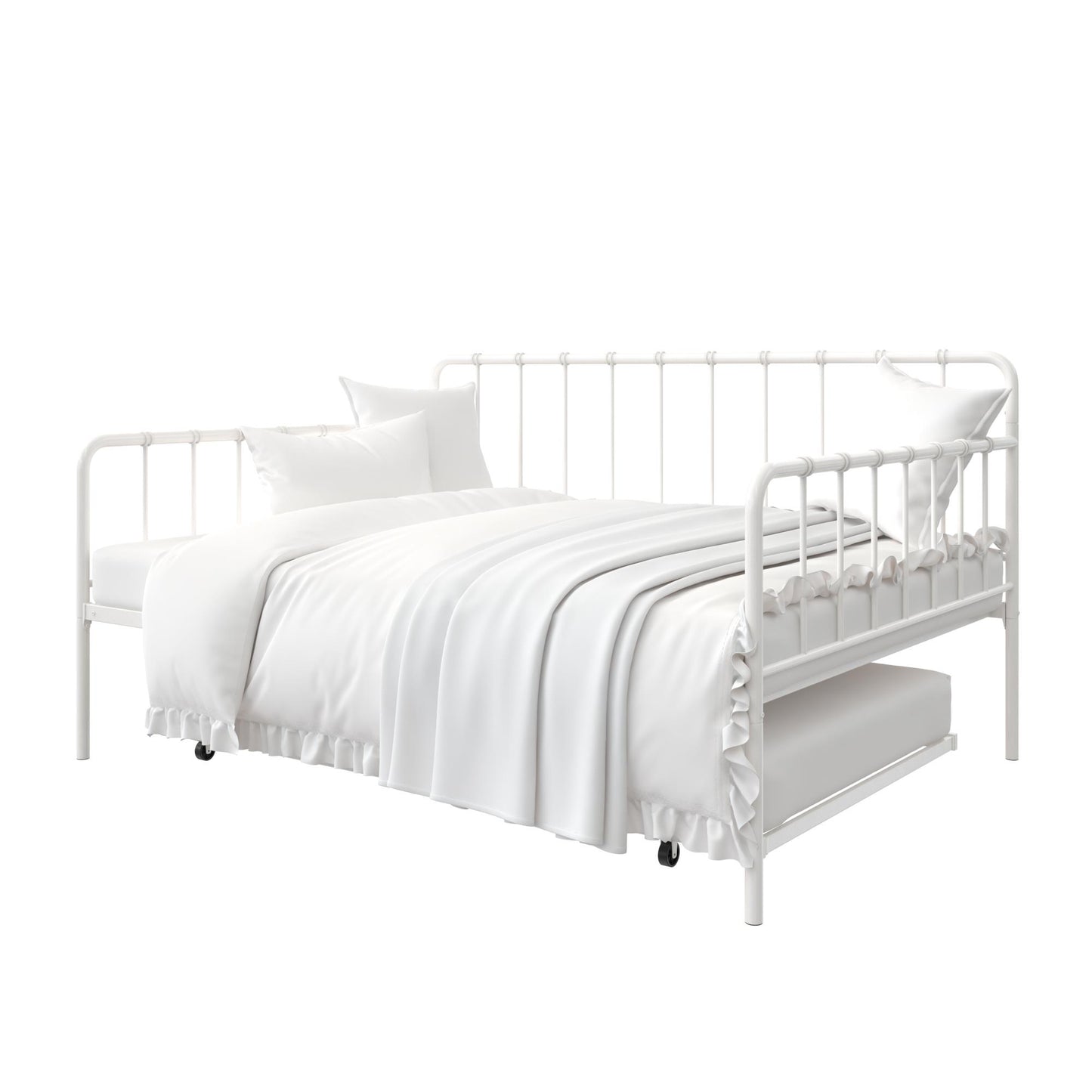 Aaron Metal Twin Daybed and Twin Trundle Set - White - Full