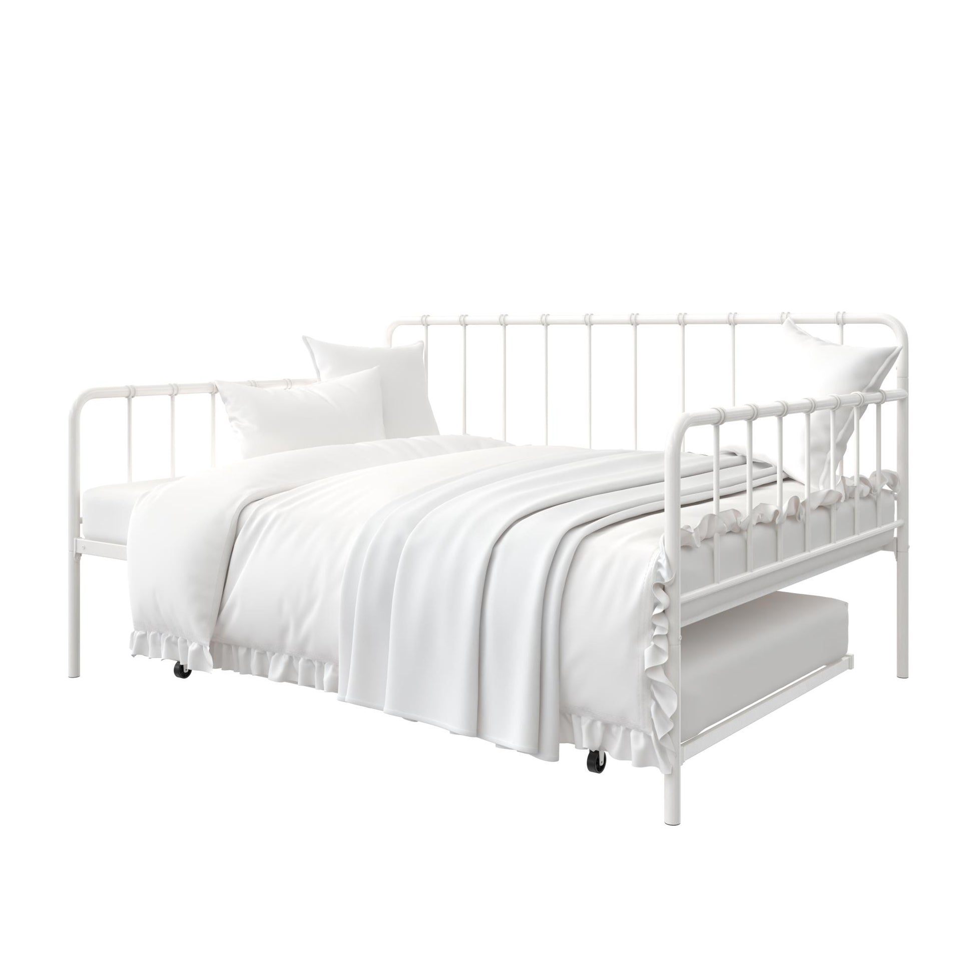 Aaron Metal Twin Daybed and Twin Trundle Set - White - Full