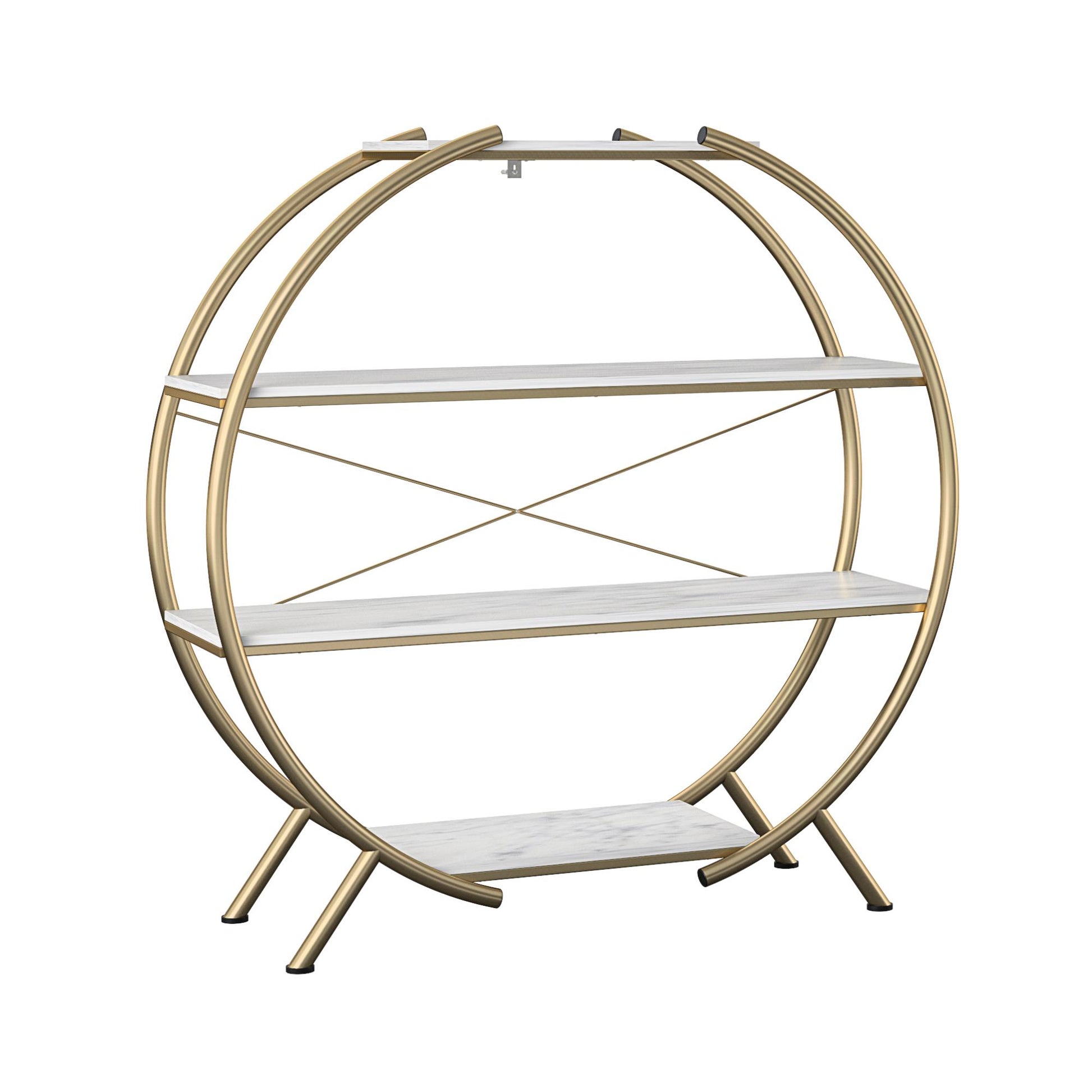 CosmoLiving by Cosmopolitan Amelia Round Bookcase - White marble