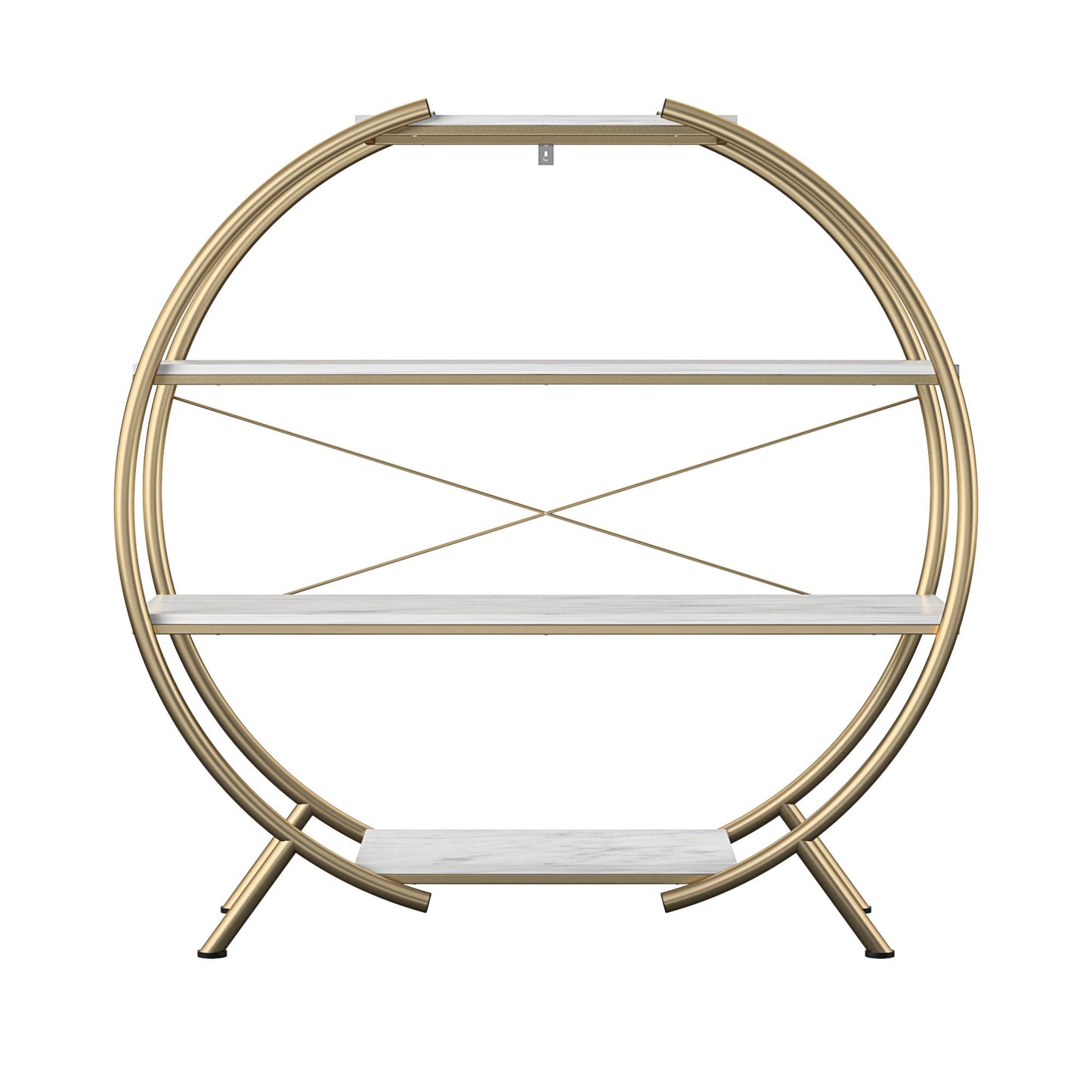 CosmoLiving by Cosmopolitan Amelia Round Bookcase - White marble