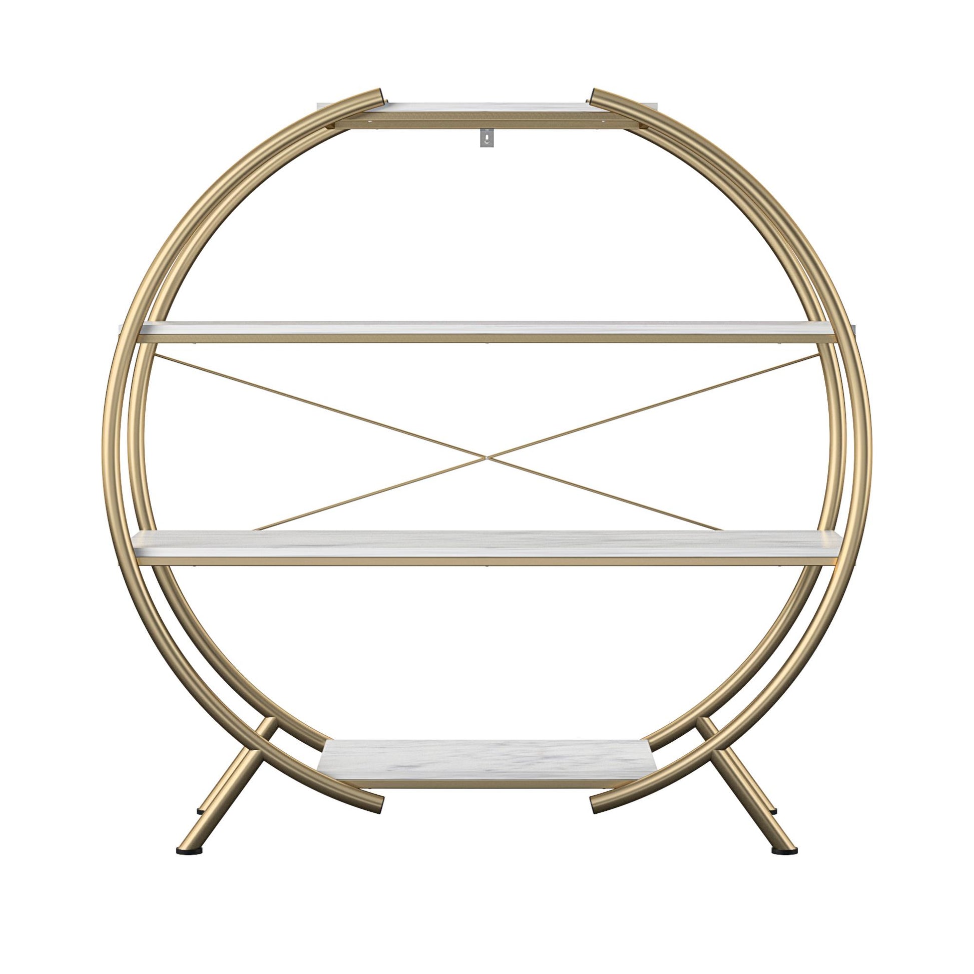 CosmoLiving by Cosmopolitan Amelia Round Bookcase - White marble