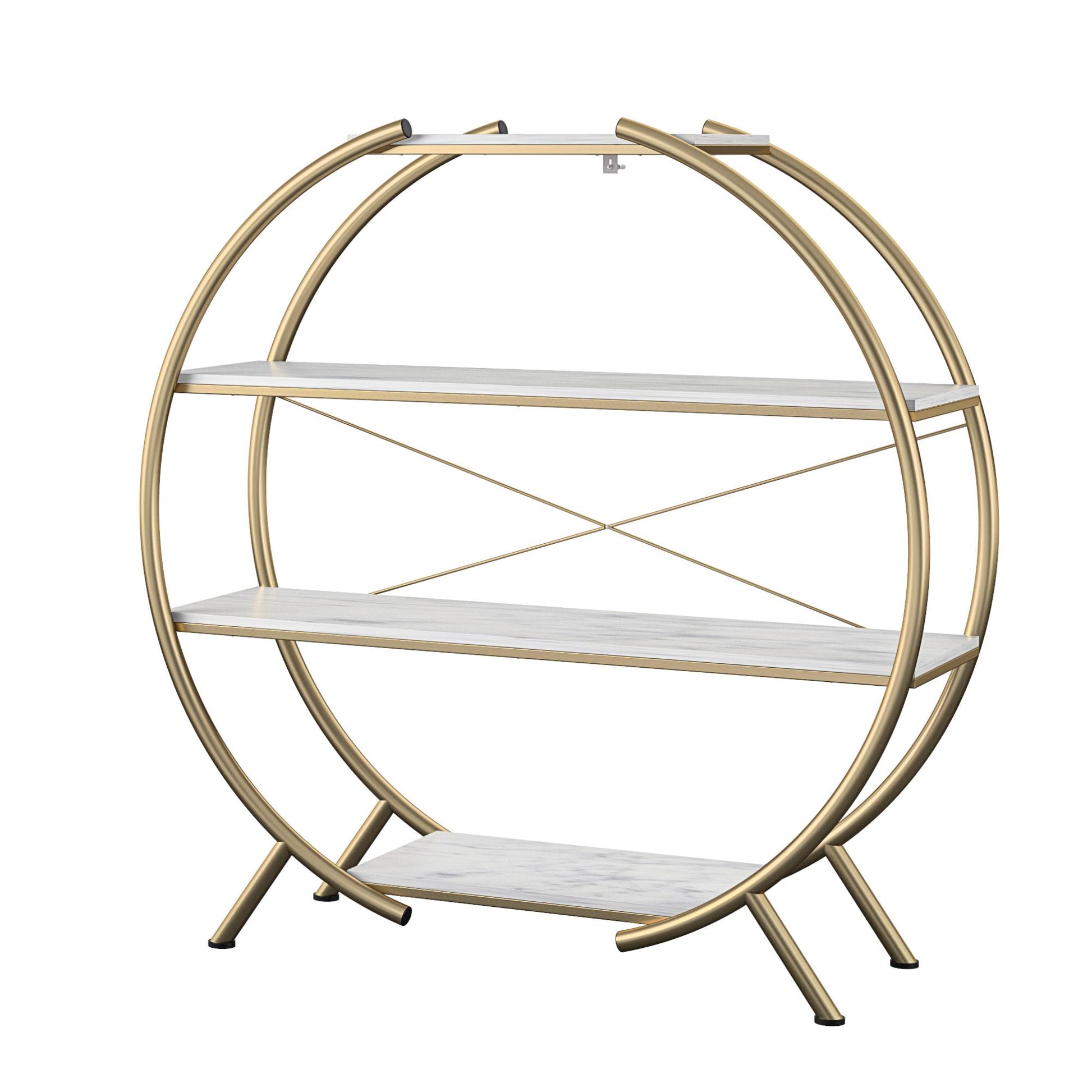 CosmoLiving by Cosmopolitan Amelia Round Bookcase - White marble