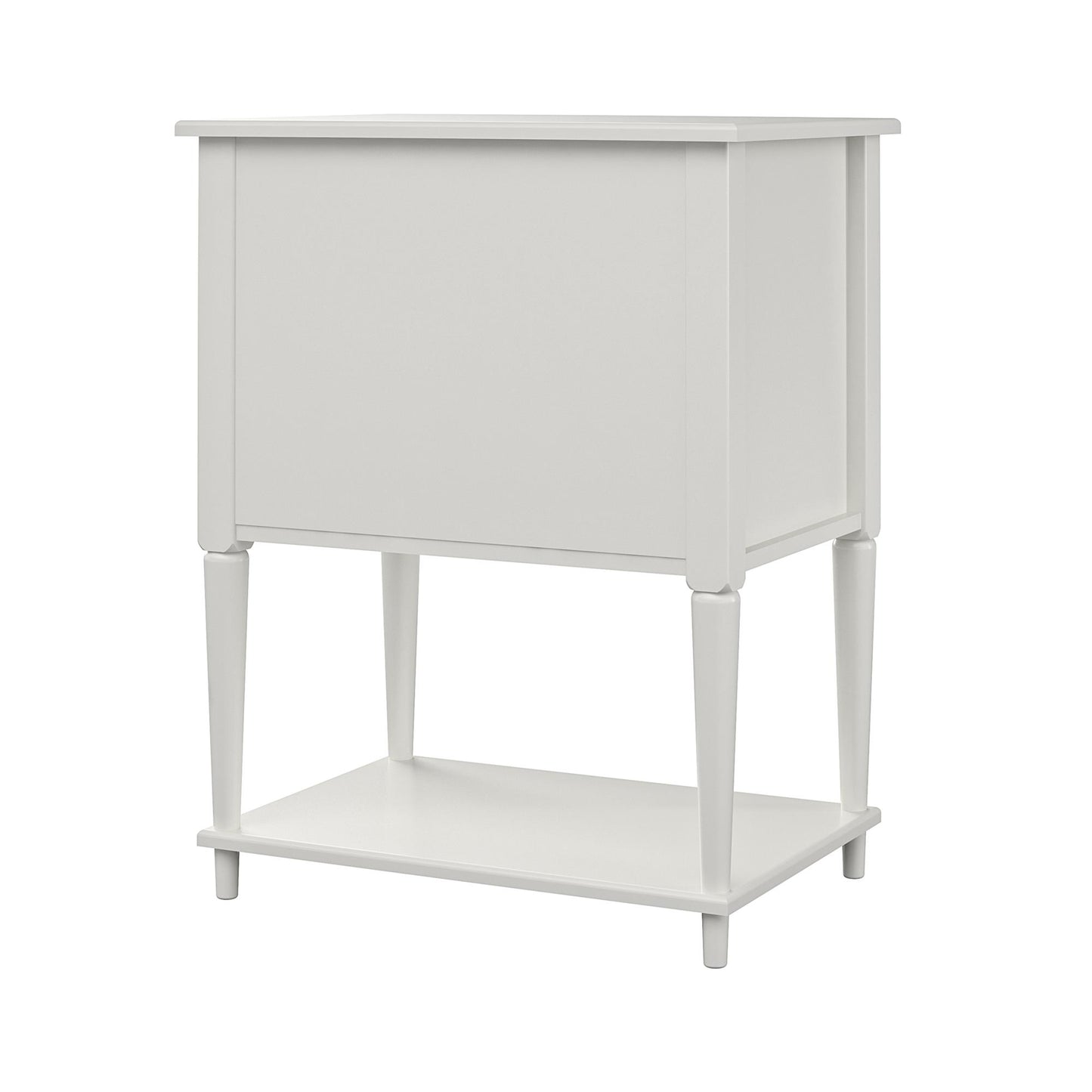 Fairmont Accent Table with 3 Shelves and Mullioned Frame Door - White