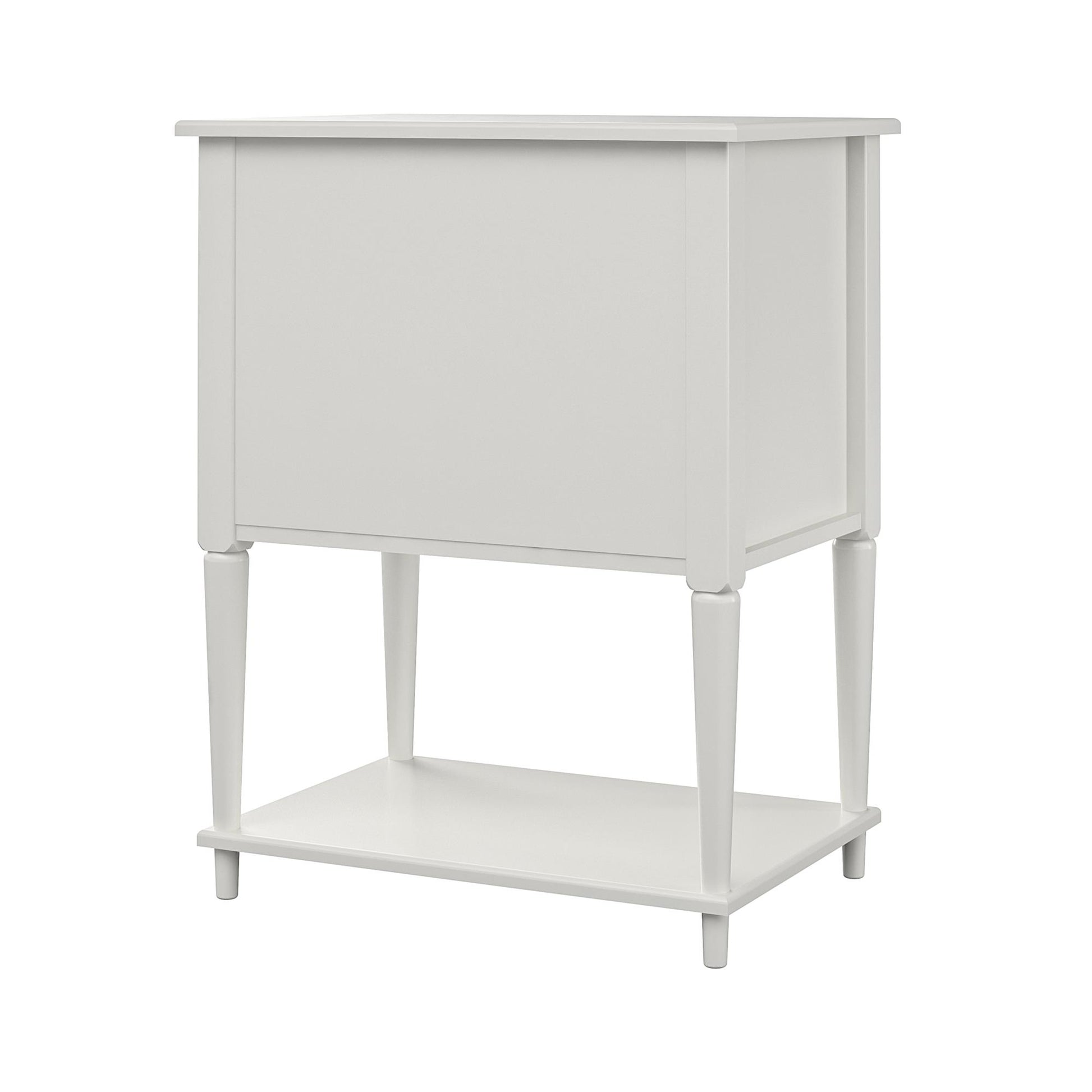 Fairmont Accent Table with 3 Shelves and Mullioned Frame Door - White