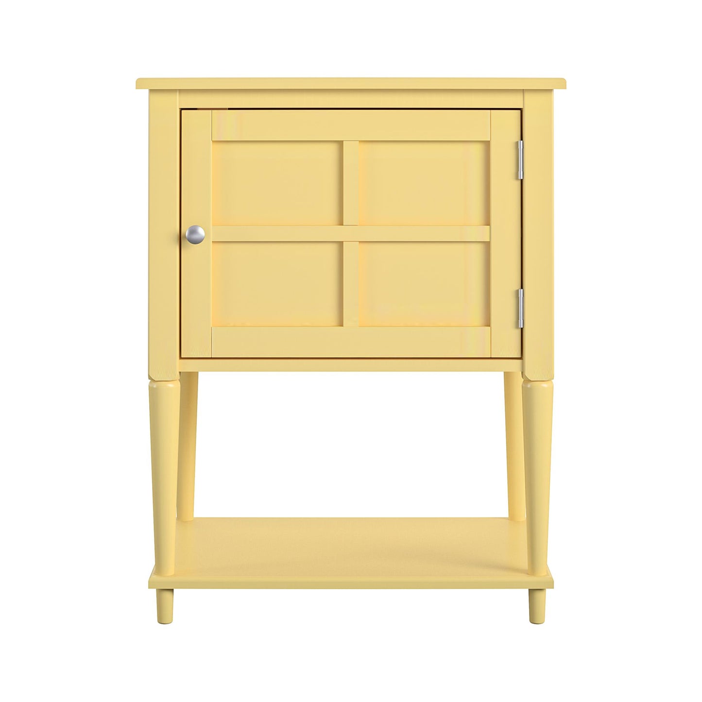Fairmont Accent Table with 3 Shelves and Mullioned Frame Door - Yellow