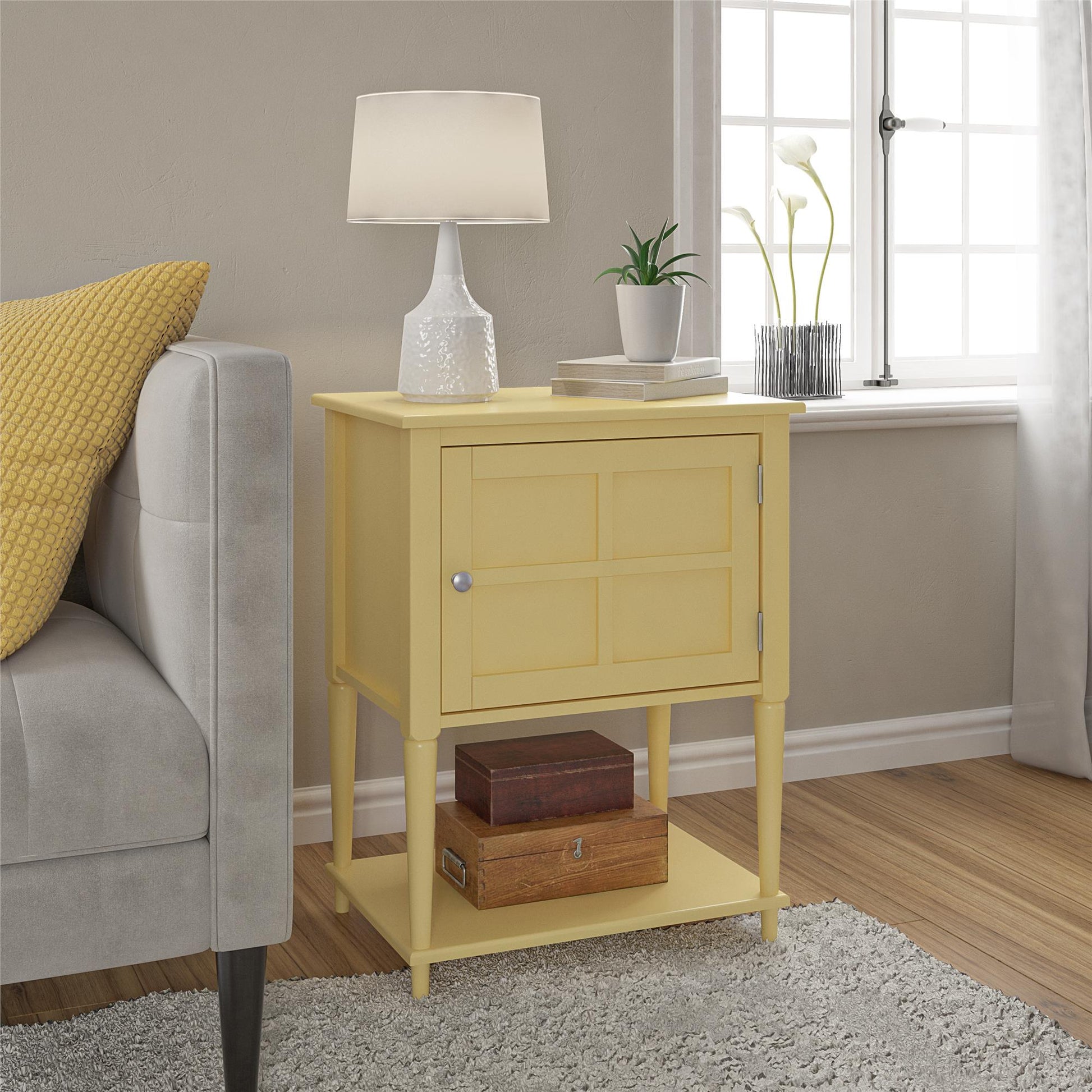 Fairmont Accent Table with 3 Shelves and Mullioned Frame Door - Black