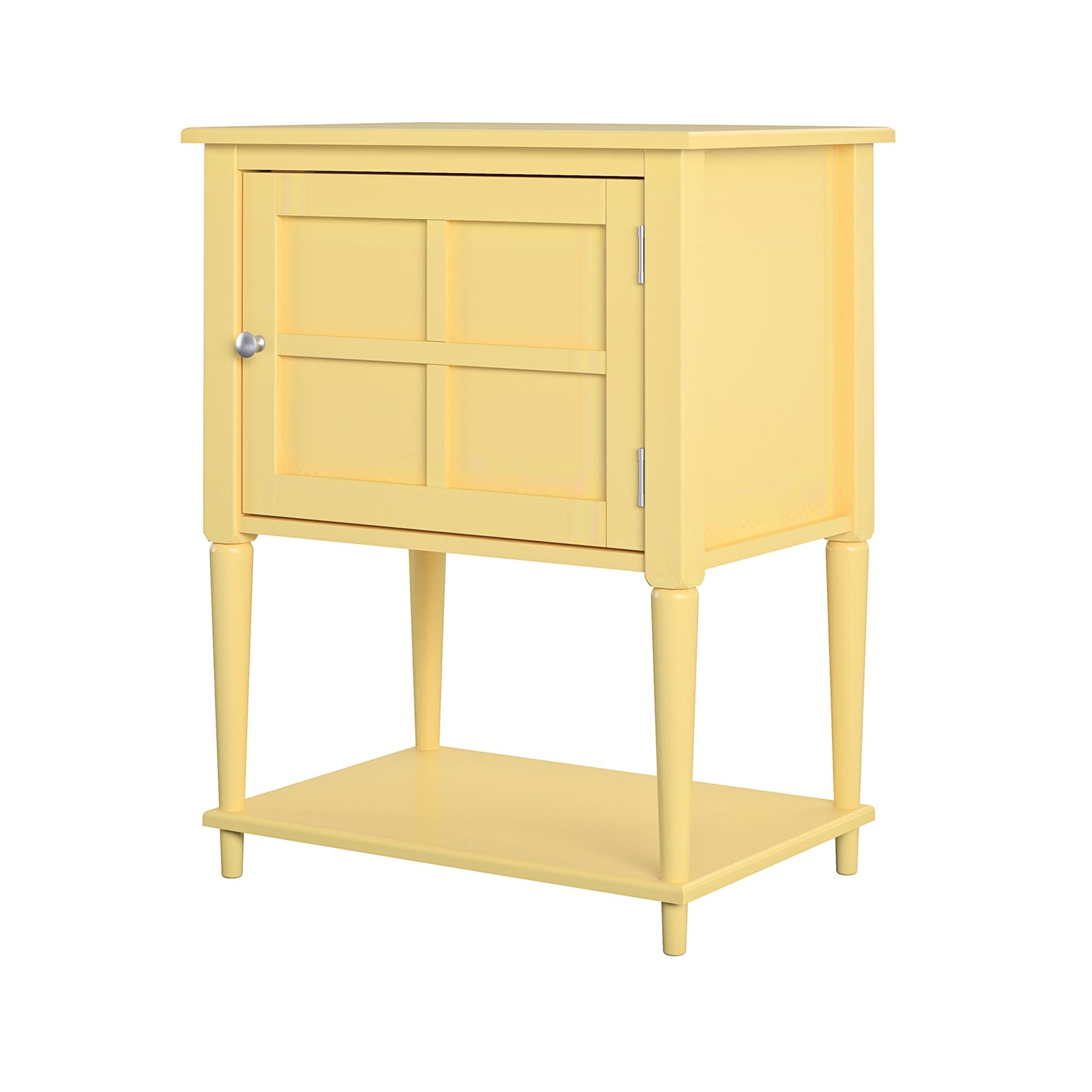 Fairmont Accent Table with 3 Shelves and Mullioned Frame Door - Yellow
