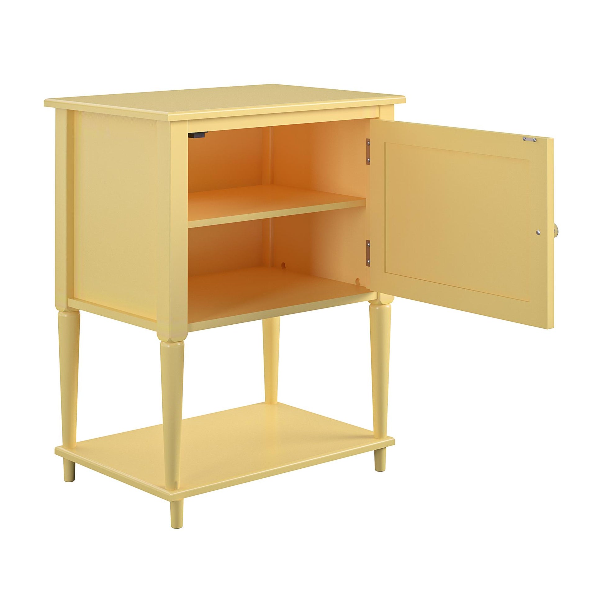 Fairmont Accent Table with 3 Shelves and Mullioned Frame Door - Yellow