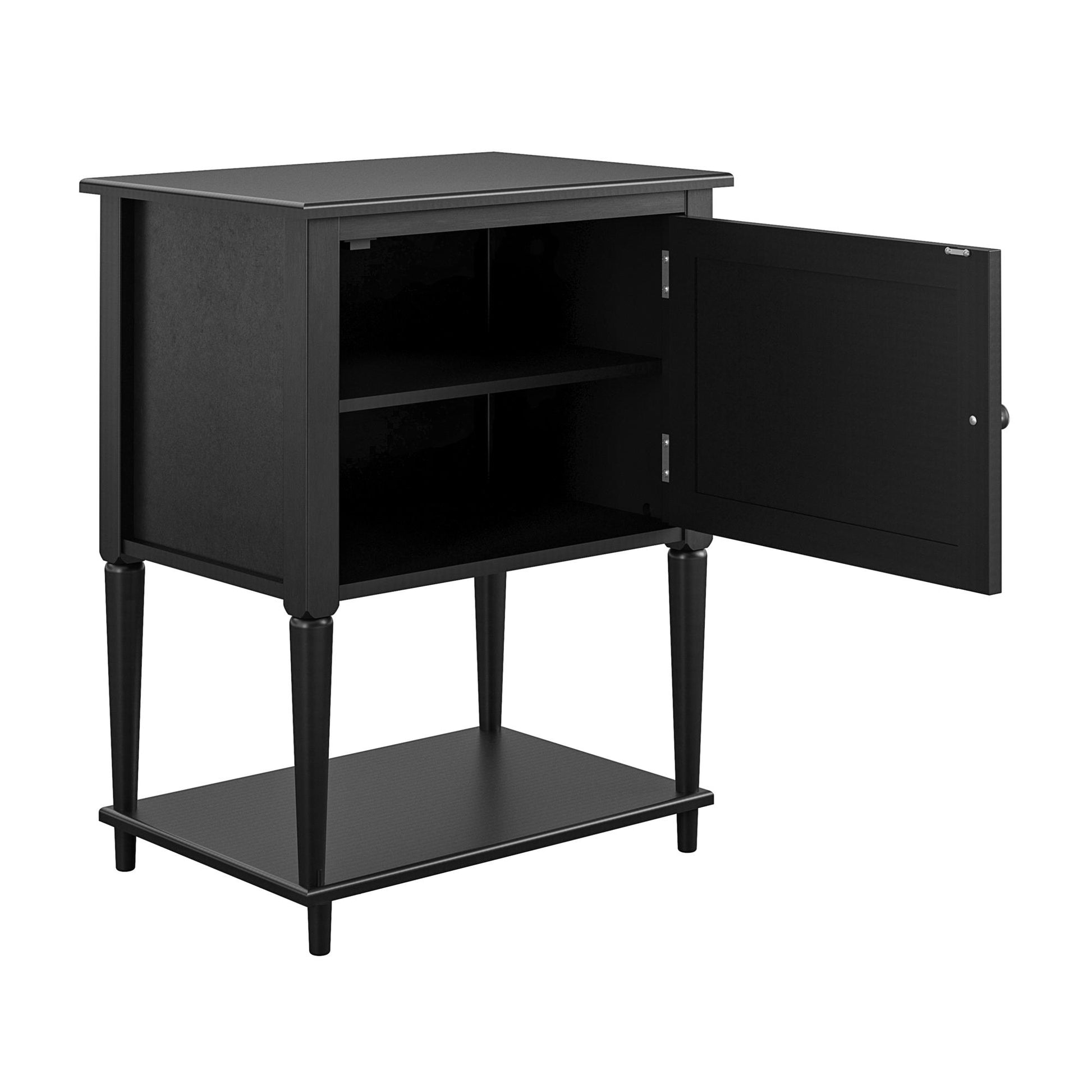Fairmont Accent Table with 3 Shelves and Mullioned Frame Door - Black