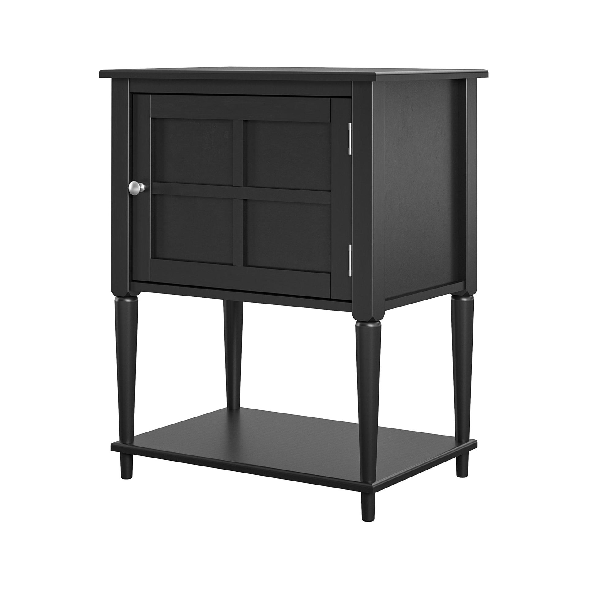 Fairmont Accent Table with 3 Shelves and Mullioned Frame Door - Black