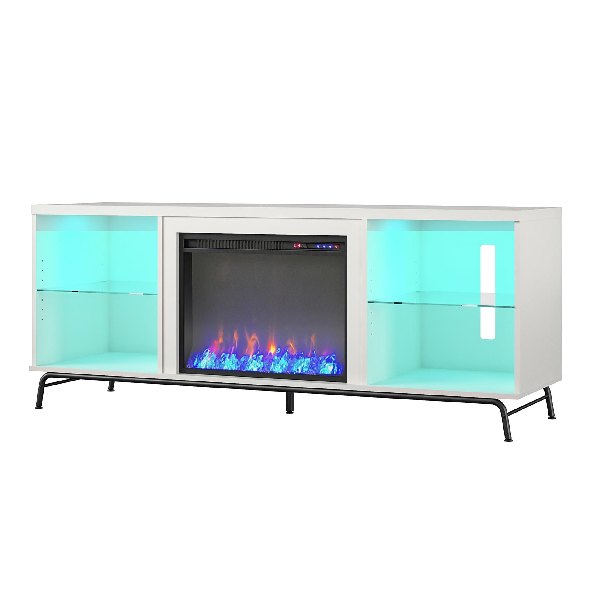Melbourne Fireplace TV Stand for TVs up to 70 Inch with LED Lighting - White