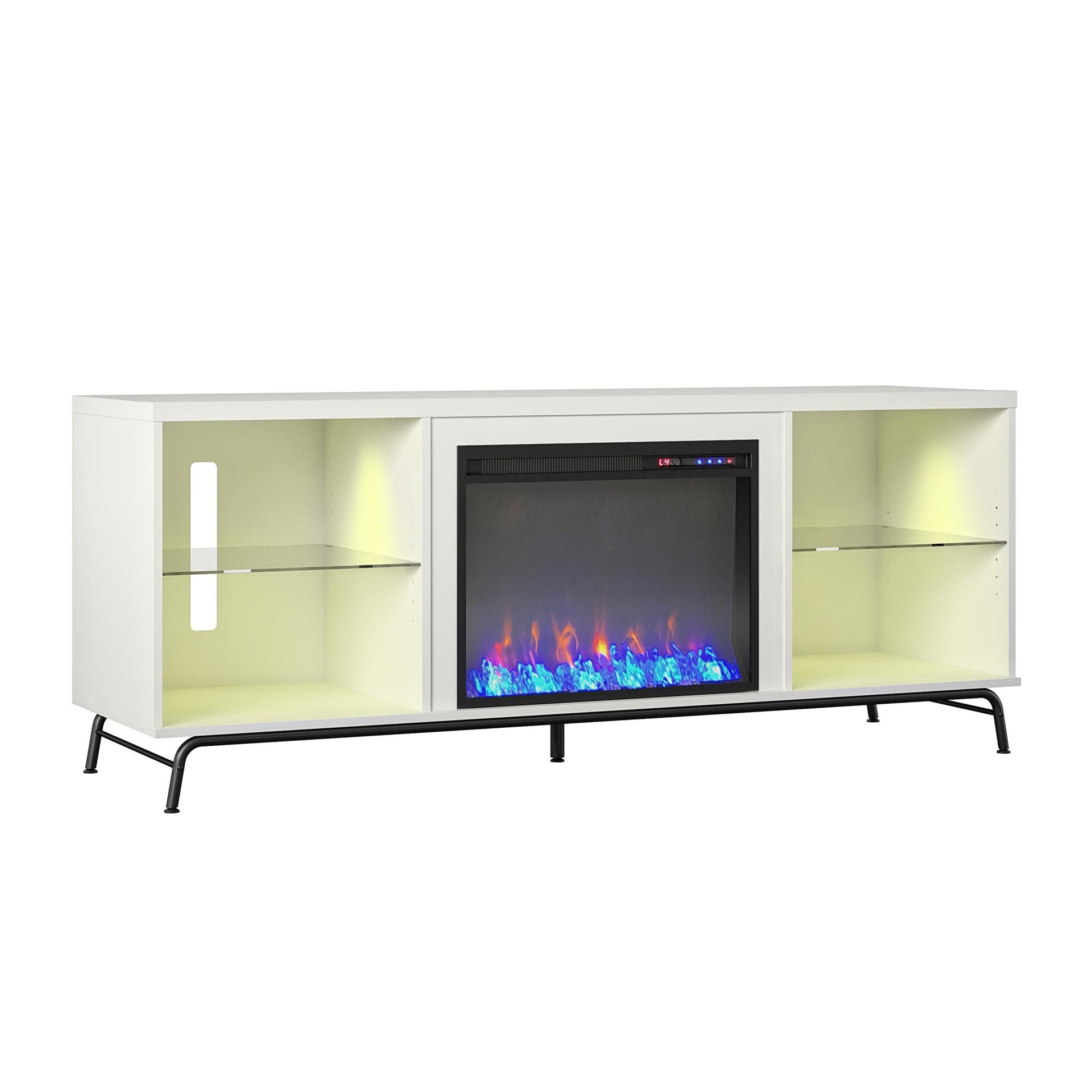 Melbourne Fireplace TV Stand for TVs up to 70 Inch with LED Lighting - White
