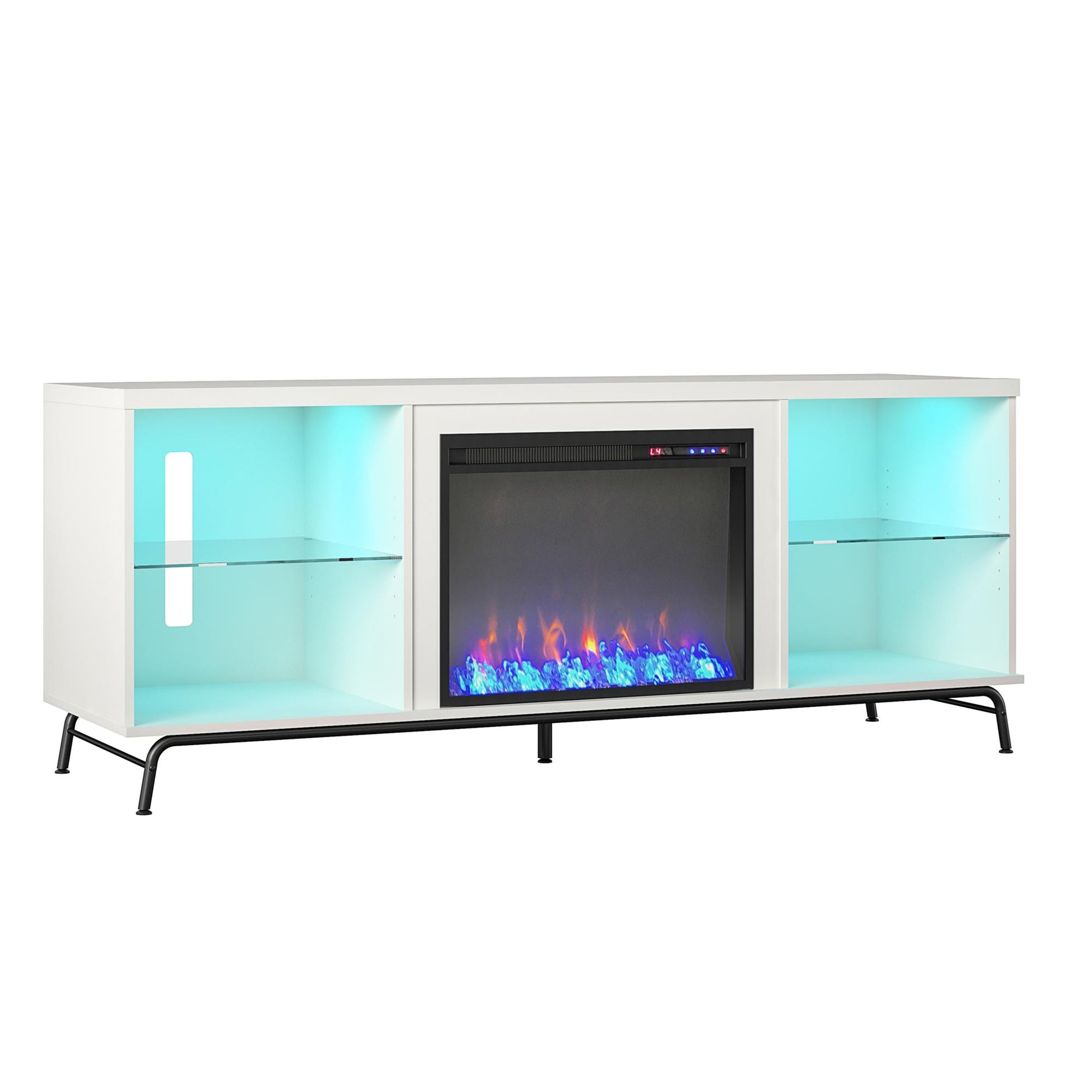 Melbourne Fireplace TV Stand for TVs up to 70 Inch with LED Lighting - White