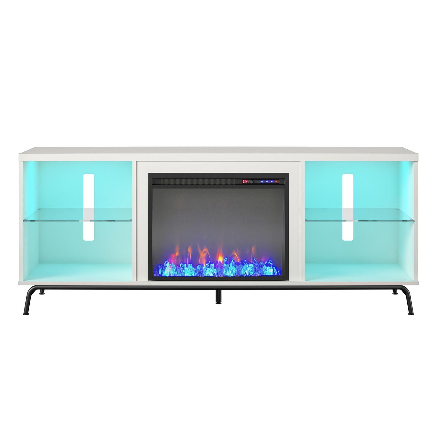 Melbourne Fireplace TV Stand for TVs up to 70 Inch with LED Lighting - White