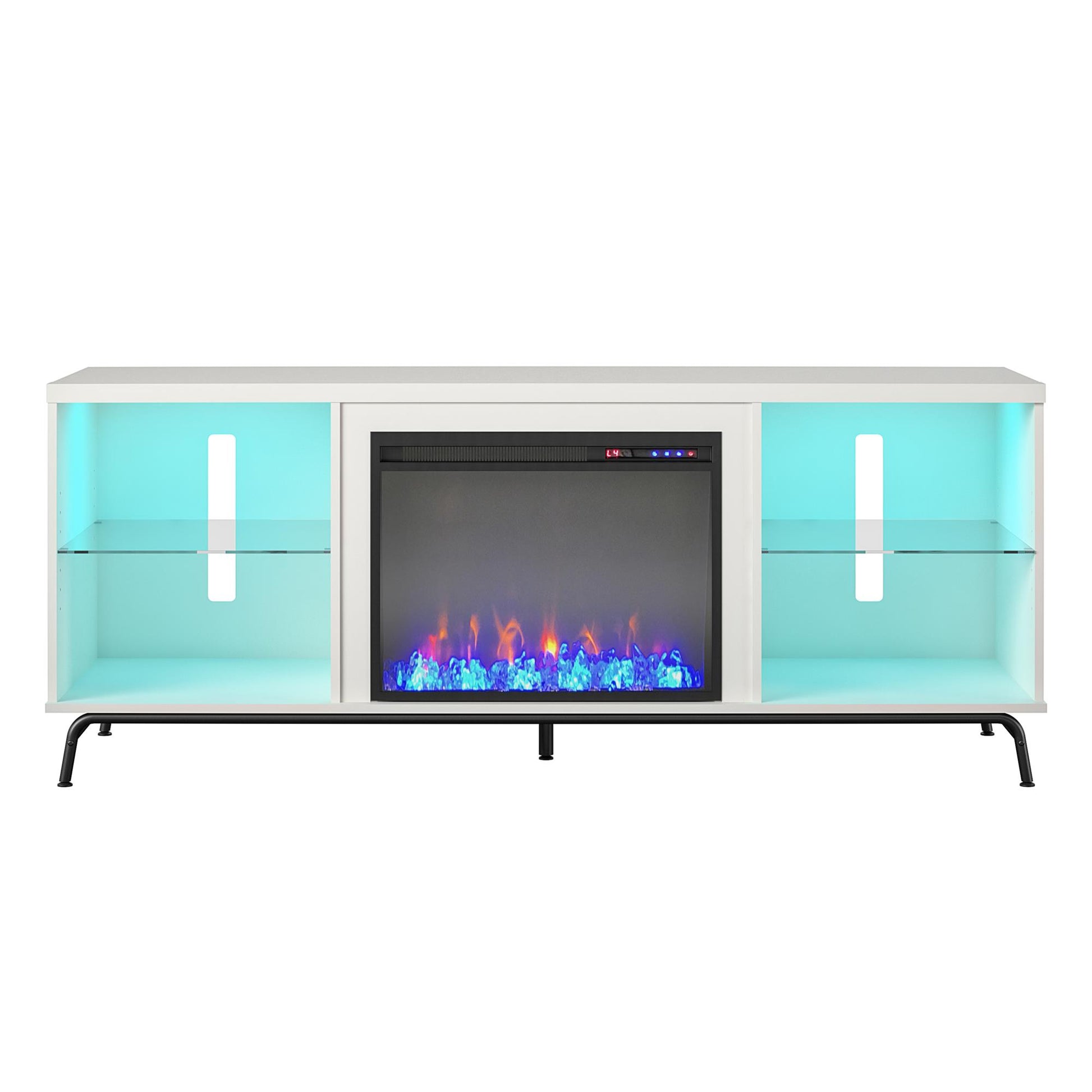 Melbourne Fireplace TV Stand for TVs up to 70 Inch with LED Lighting - White