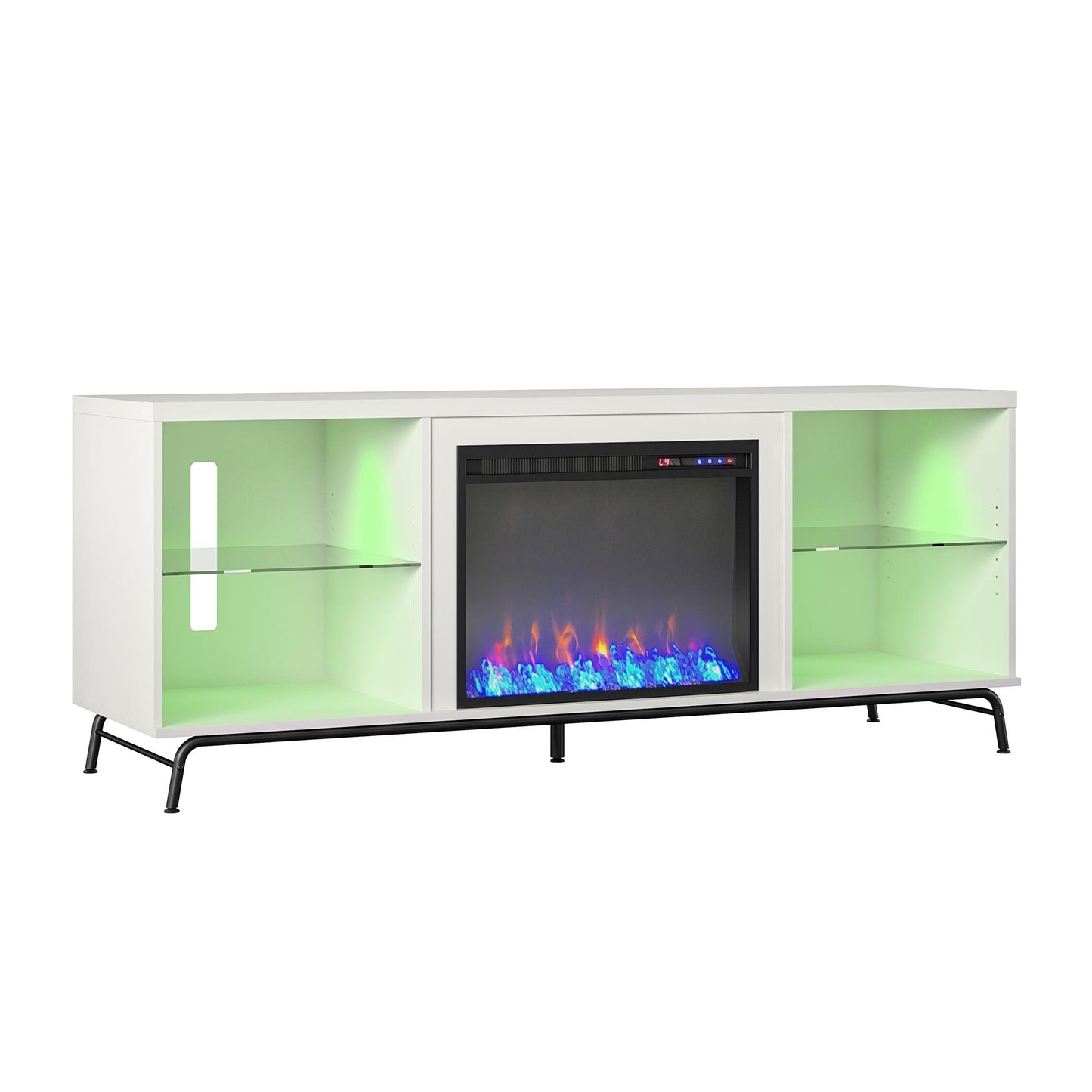Melbourne Fireplace TV Stand for TVs up to 70 Inch with LED Lighting - White