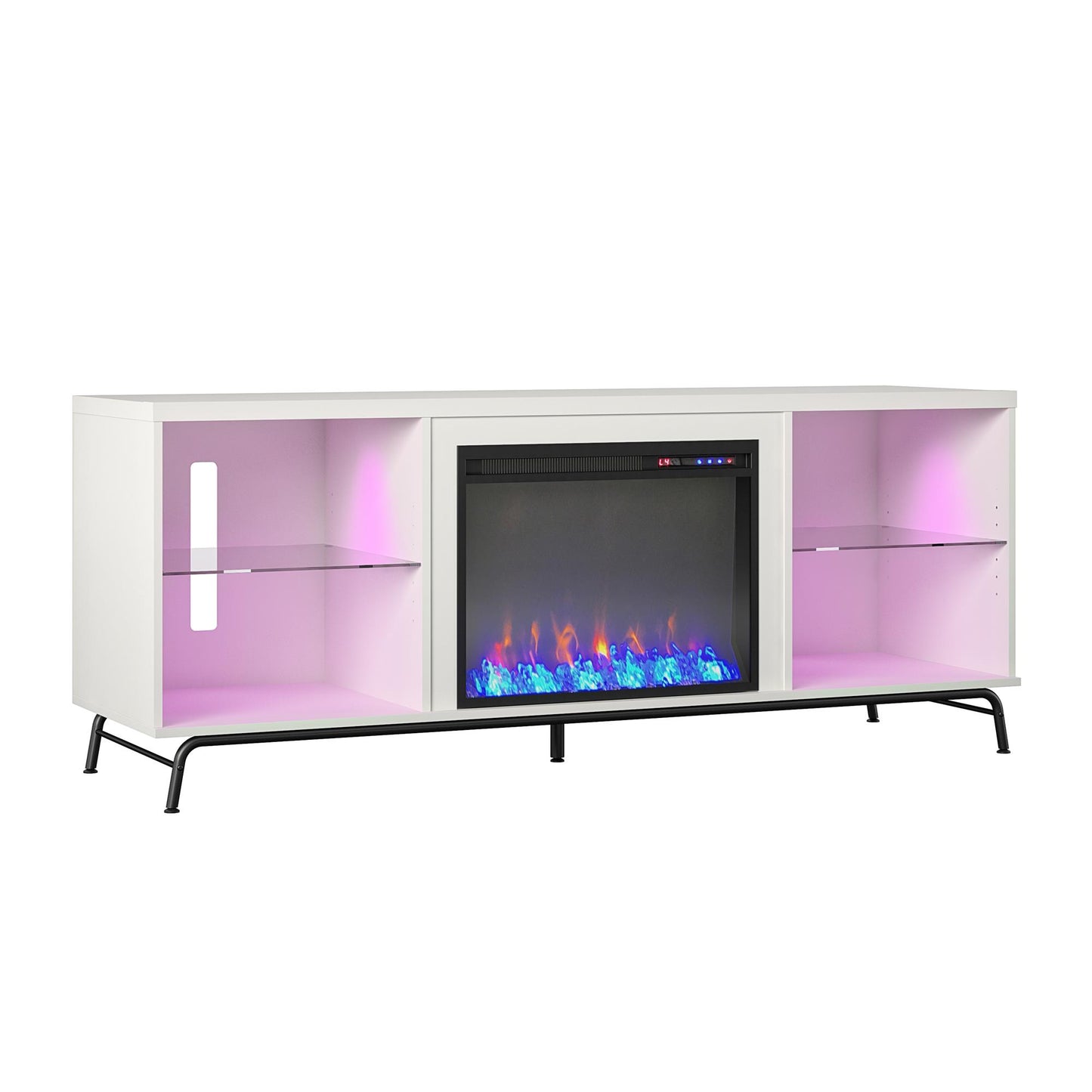 Melbourne Fireplace TV Stand for TVs up to 70 Inch with LED Lighting - White