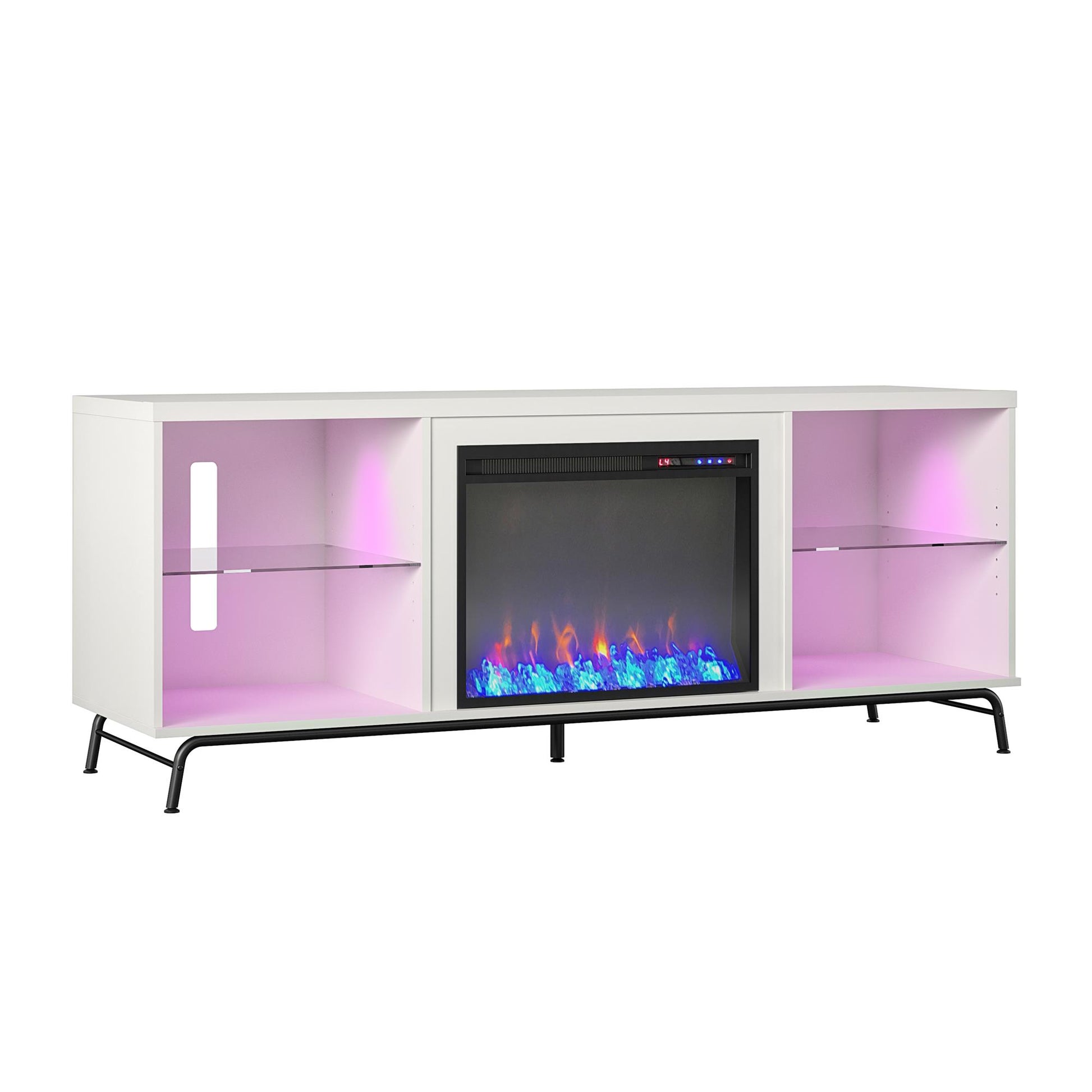 Melbourne Fireplace TV Stand for TVs up to 70 Inch with LED Lighting - White