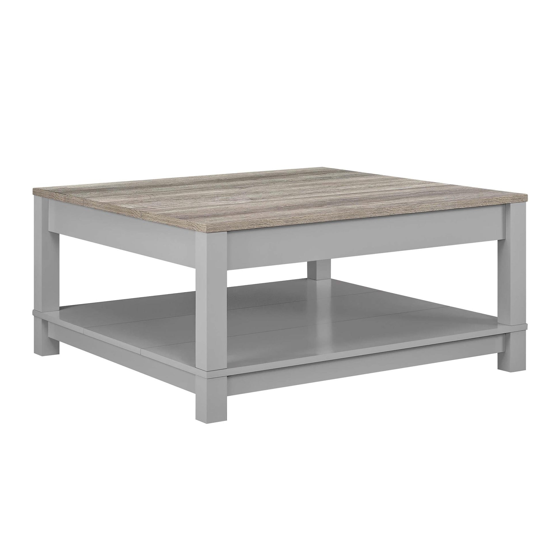 Carver Coffee Table with Bottom Magazine Storage Shelf - Gray