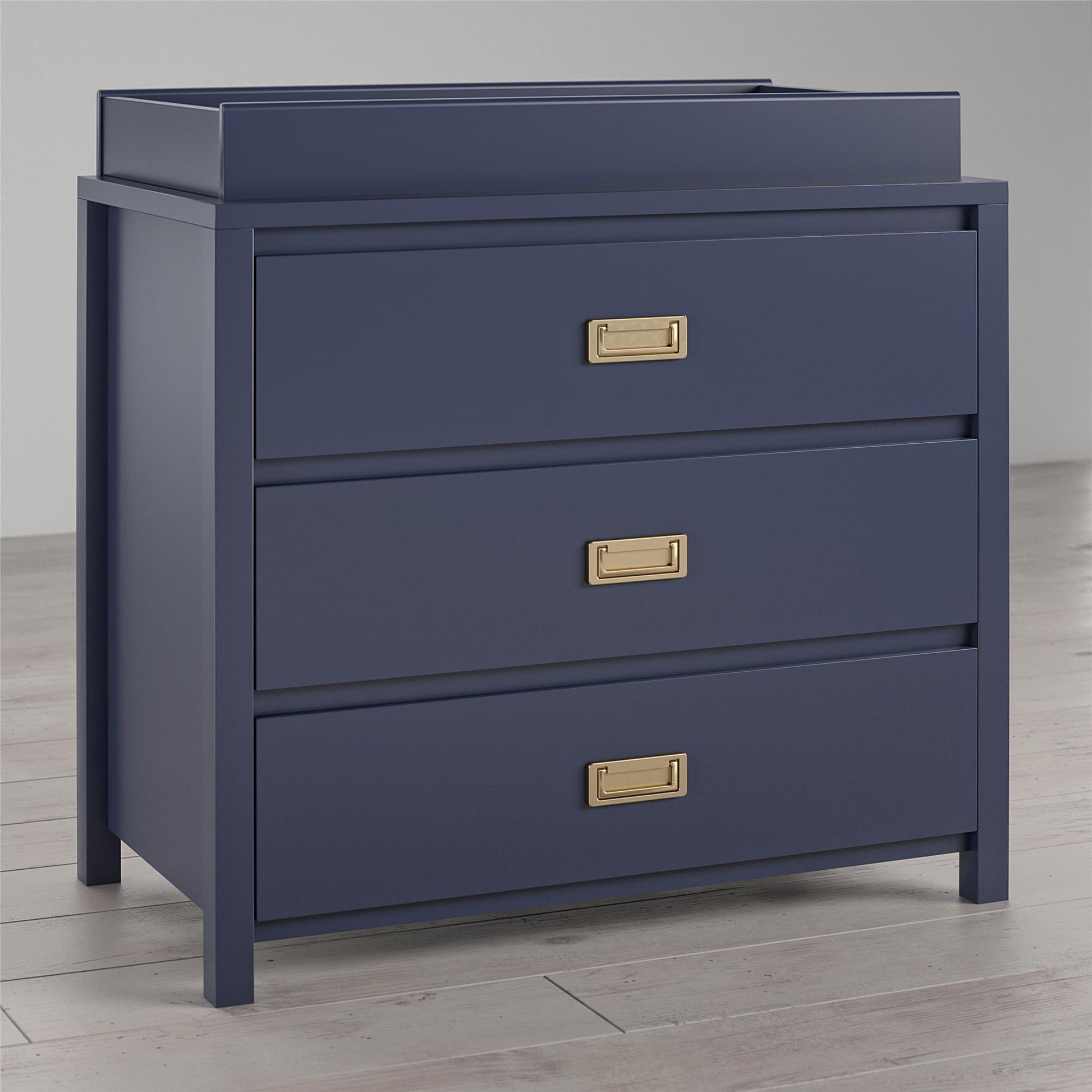 Monarch Hill Haven 3 Drawer Changing Dresser with Gold Drawer Pulls - Navy