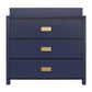 Monarch Hill Haven 3 Drawer Changing Dresser with Gold Drawer Pulls - Navy